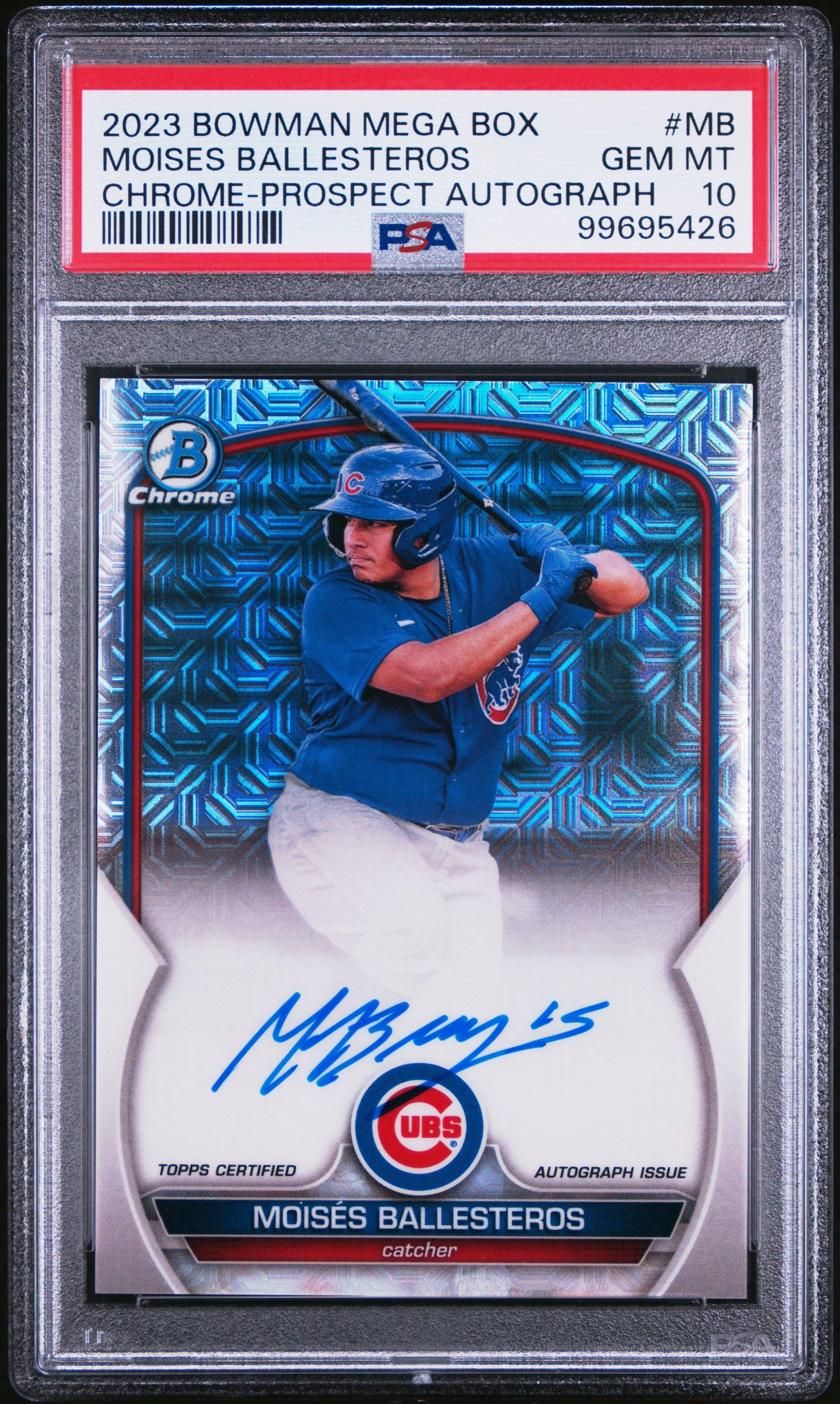 2023 Bowman Mega Box Chrome Prospect Autographs Mb Moises Ballesteros PSA 10