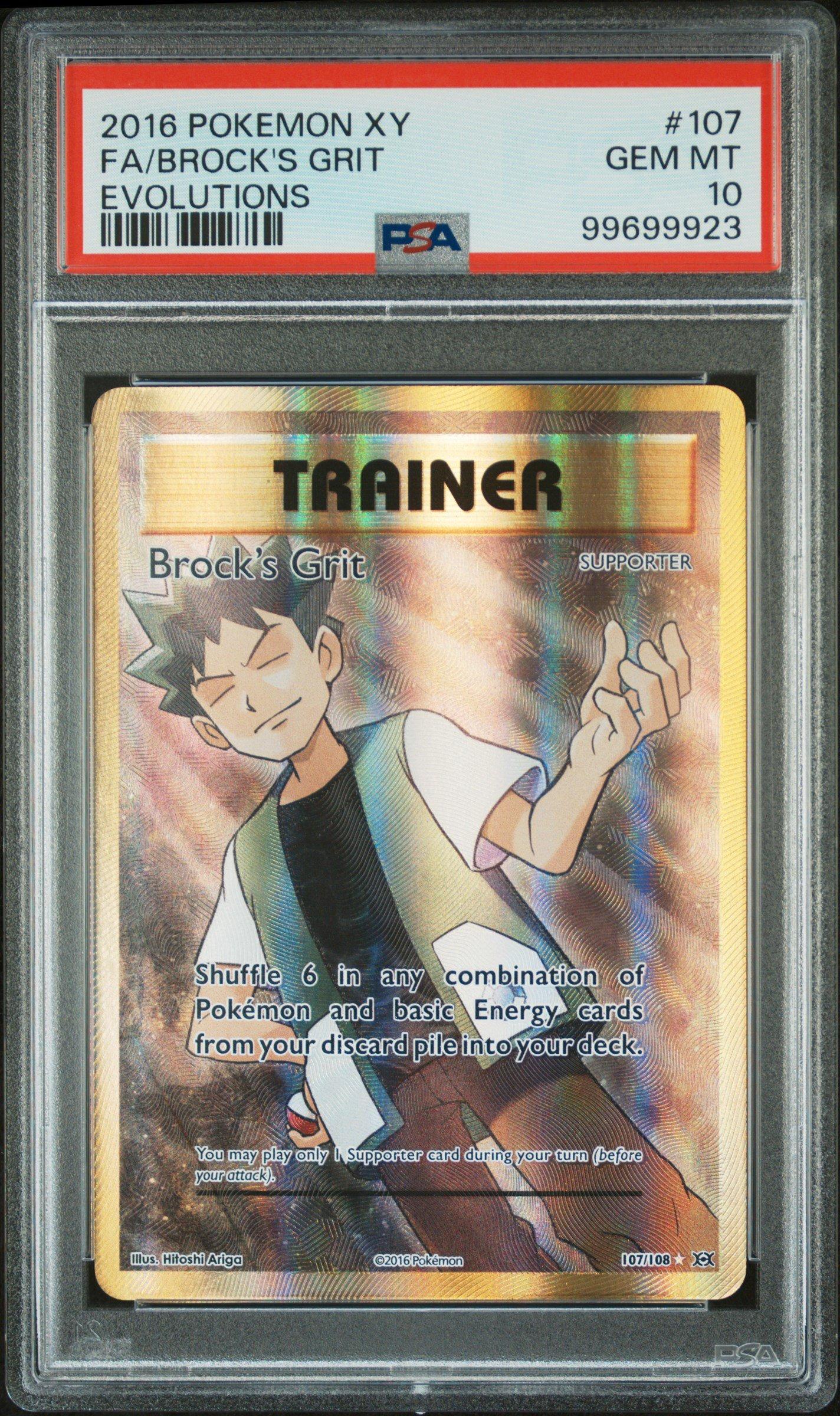 brock's grit pokemon card 2016 XY Evolutions Full Art Minor Miscut #107 CGC 8.5 NM-MT+ on Fanatics Collect Originally released February 1 Brocks Grit - 172/181 -