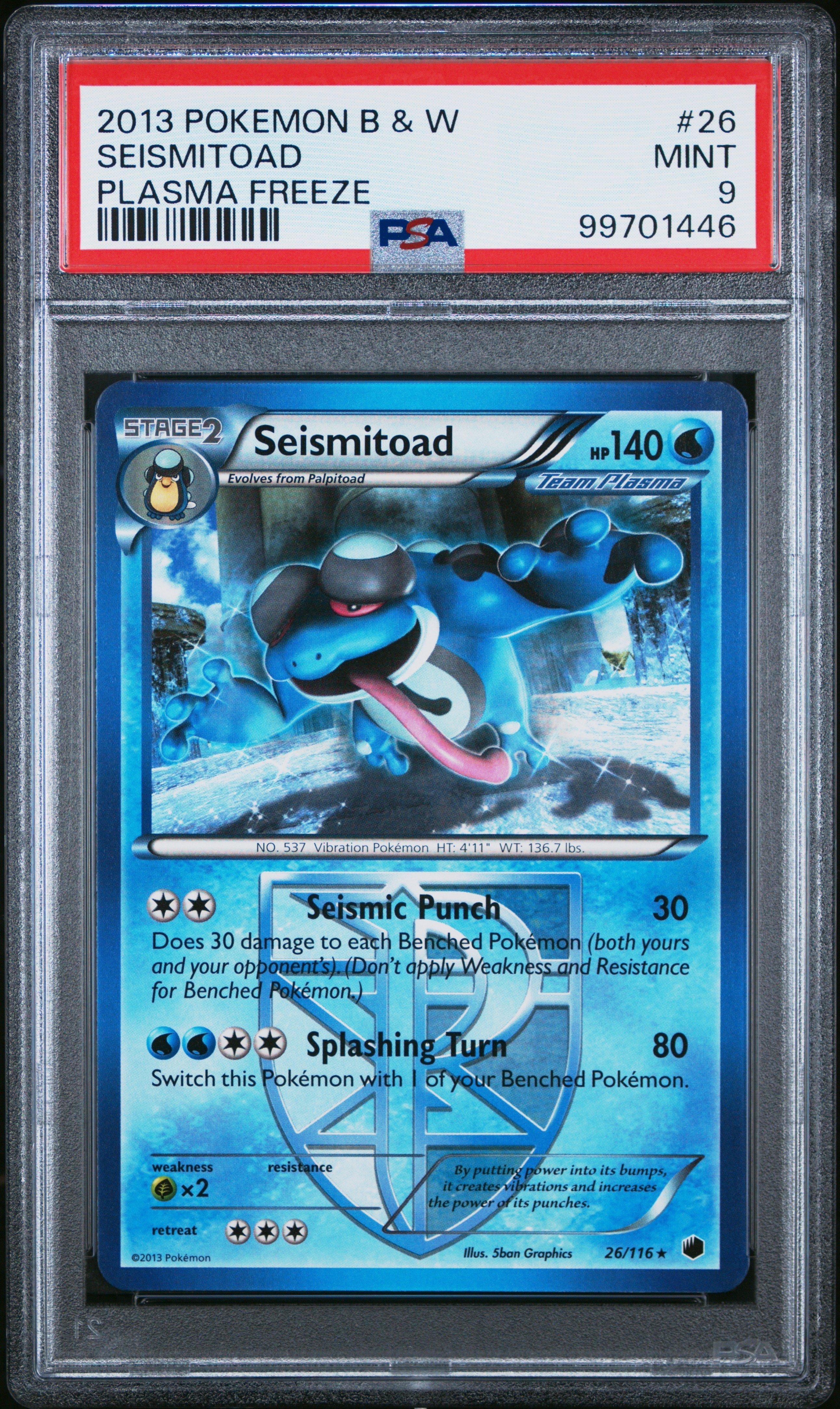 2013 Pokemon Black & White Plasma Freeze 26 Seismitoad PSA 9