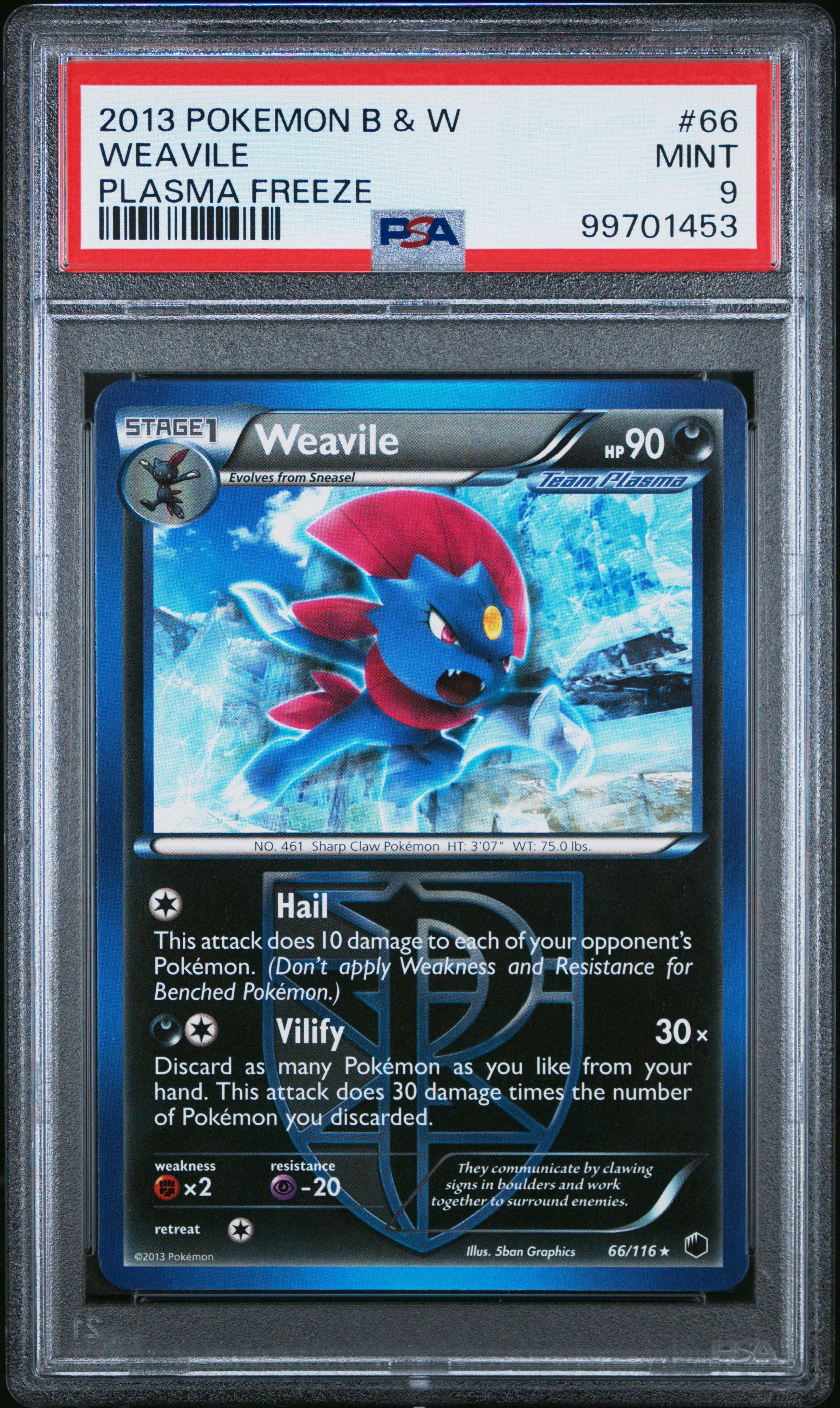 2013 Pokemon Black & White Plasma Freeze 66 Weavile PSA 9