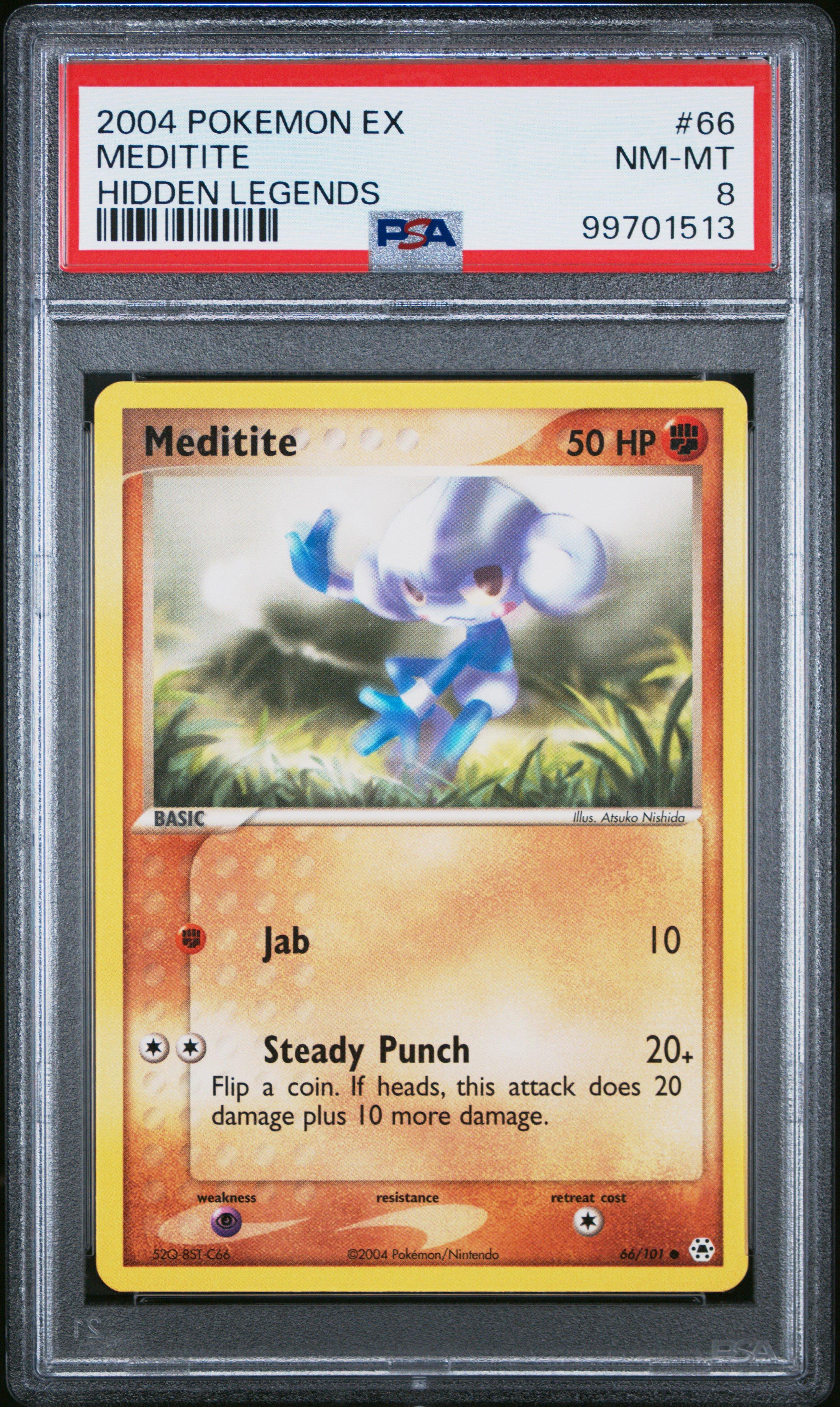 2004 Pokemon Ex Hidden Legends 66 Meditite PSA 8
