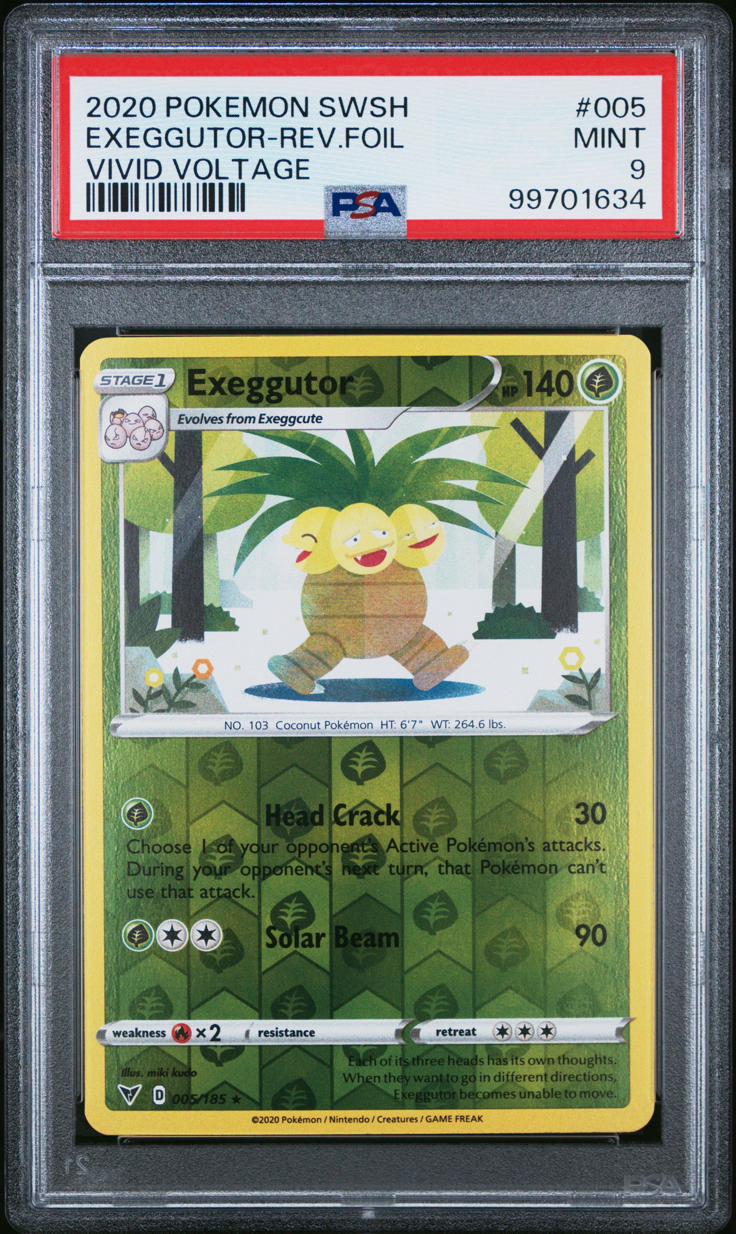 2020 Pokemon Sword & Shield Vivid Voltage 005 Exeggutor-reverse Foil PSA 9