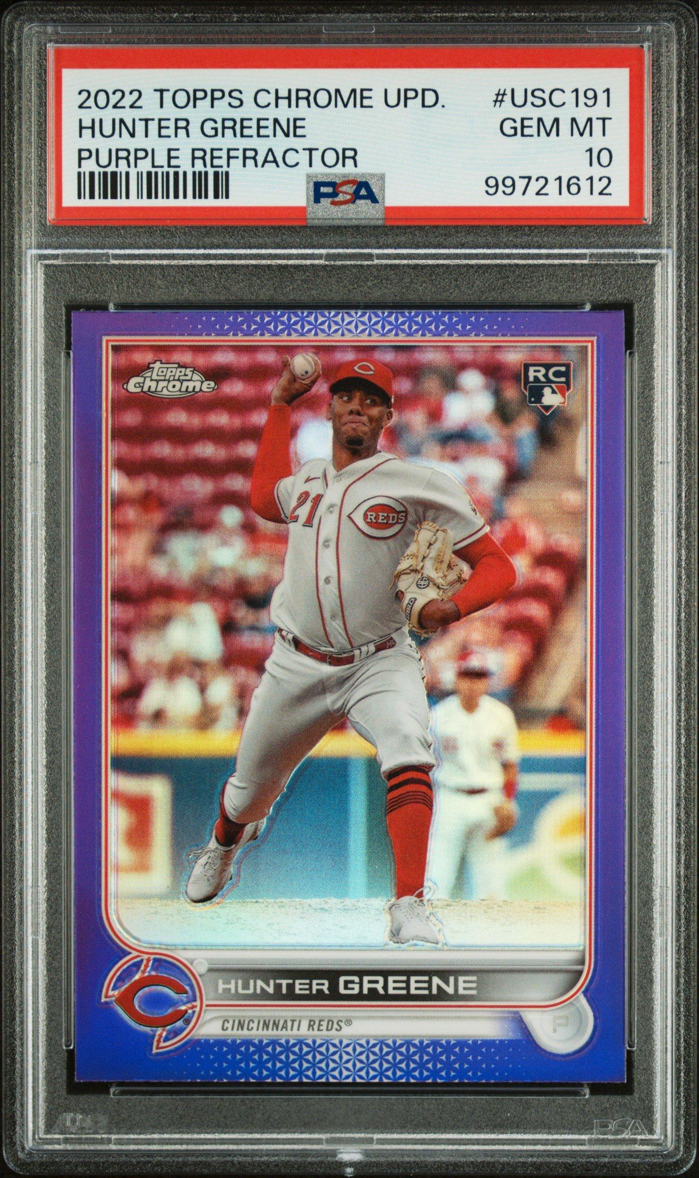 2022 Topps Chrome Update Usc191 Hunter Greene Purple Refractor PSA 10