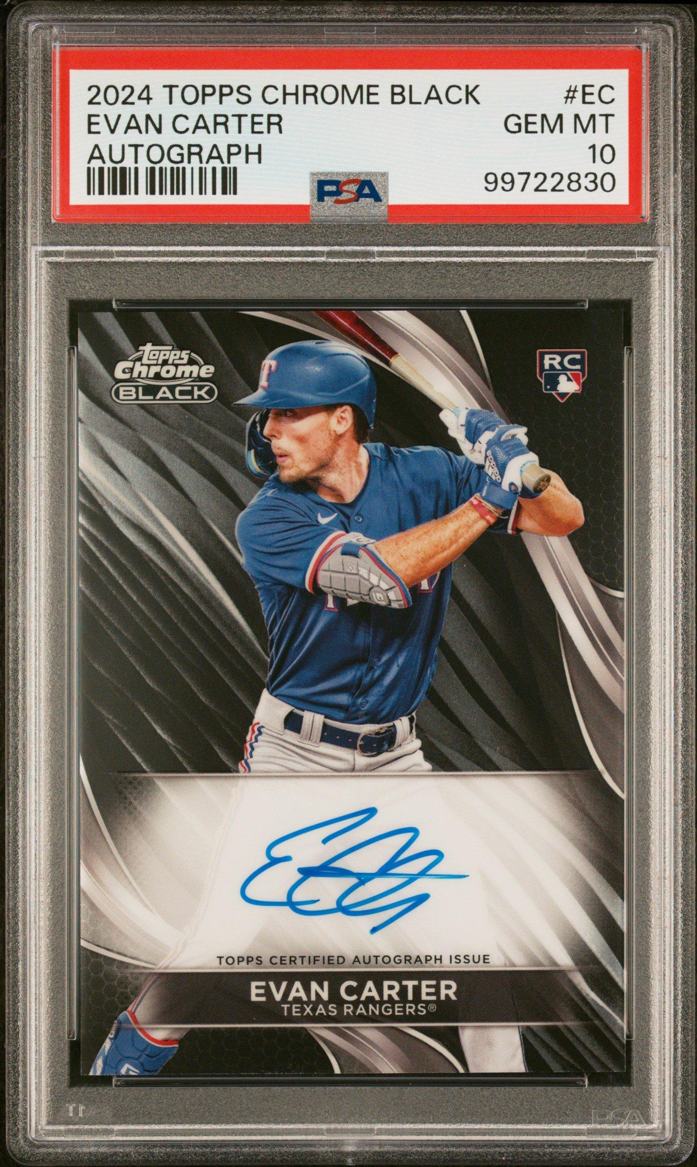 2024 Topps Chrome Black Autographs Ec Evan Carter PSA 10