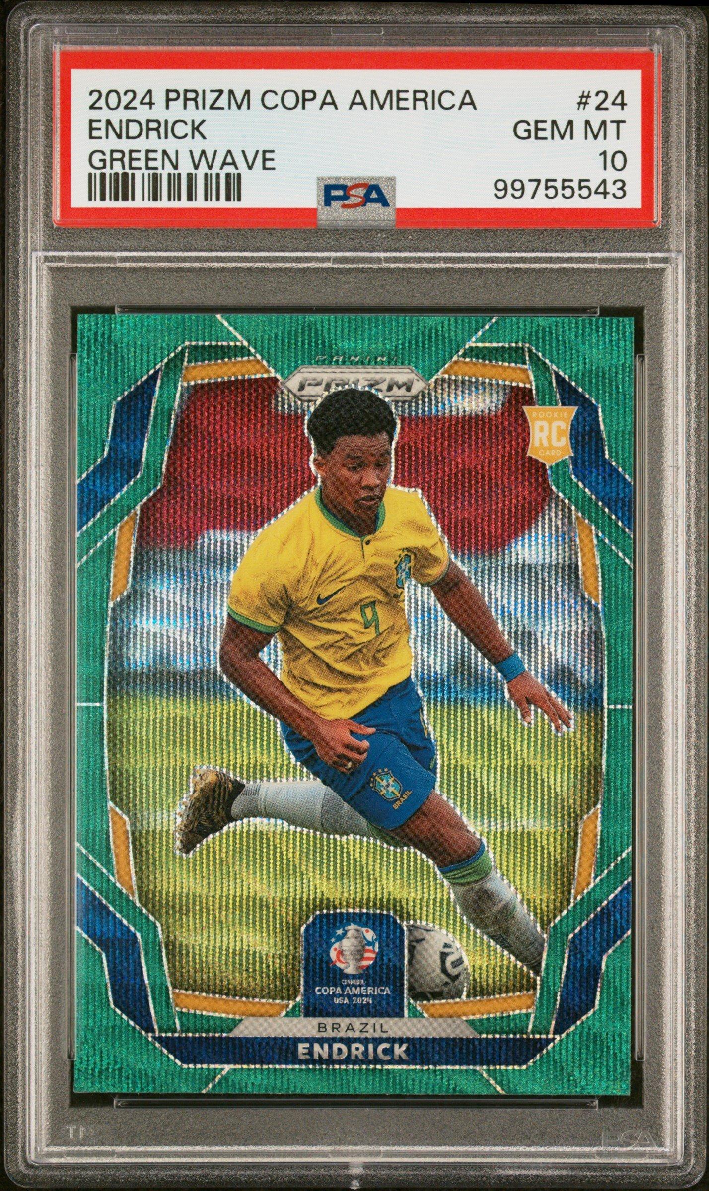 2024 Panini Prizm Conmebol Copa America 24 Endrick Green Wave PSA