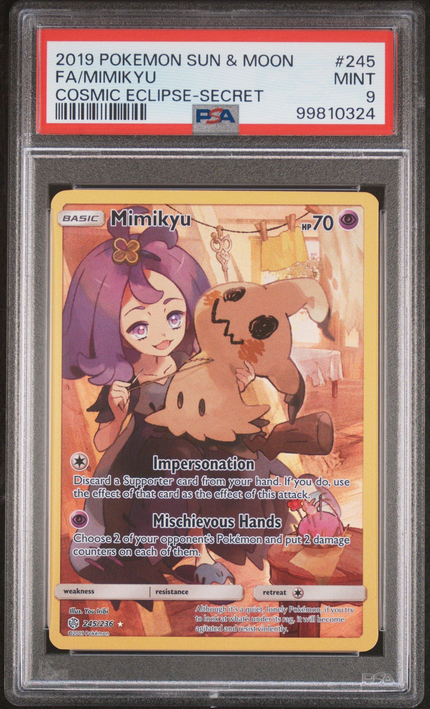 2019 Pokemon Sun & Moon Cosmic Eclipse 245 Full Art/mimikyu Secret