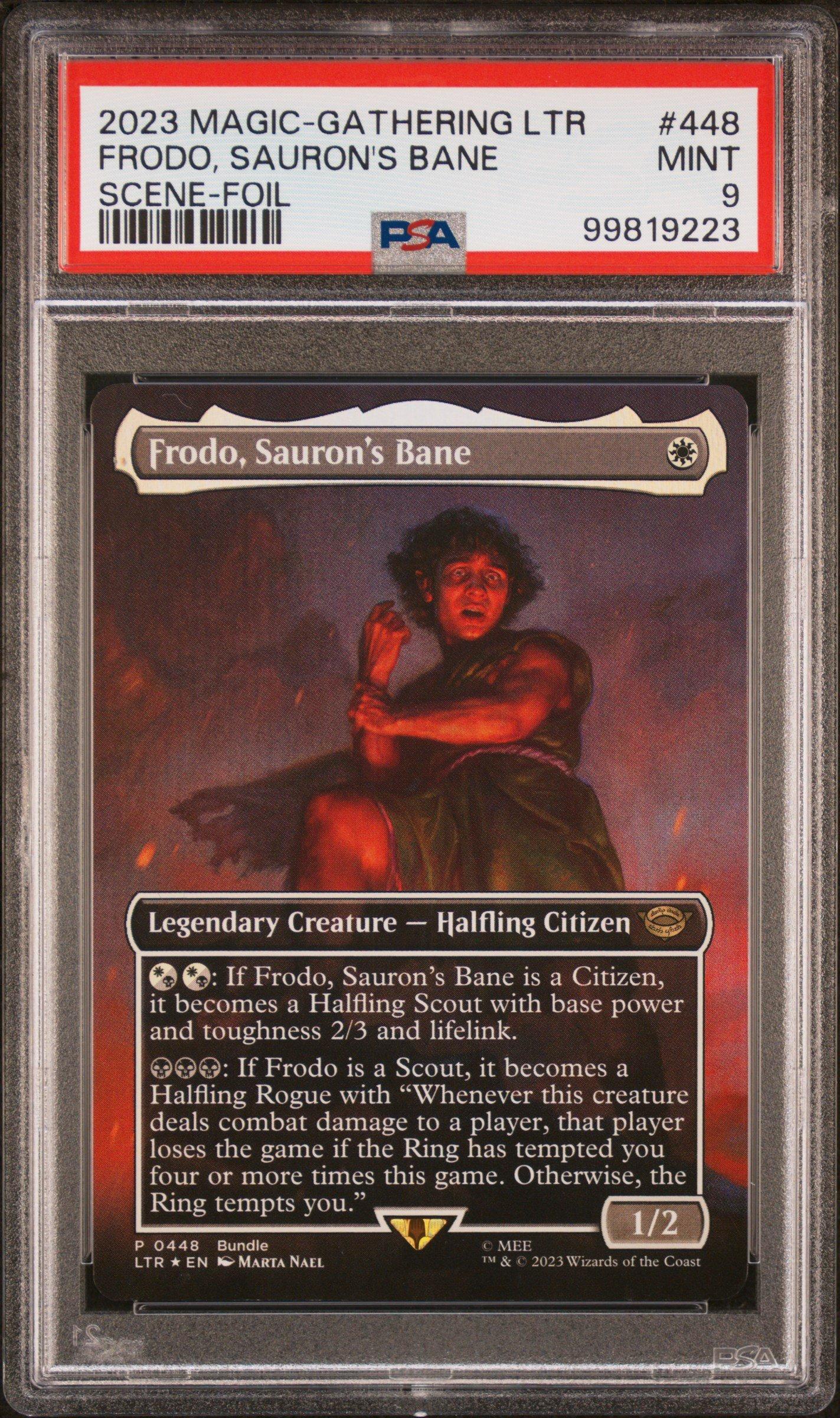 2023 Magic The Gathering Tales Of Middle-earth 448 Frodo, Sauron's Bane Scene-foil PSA 9