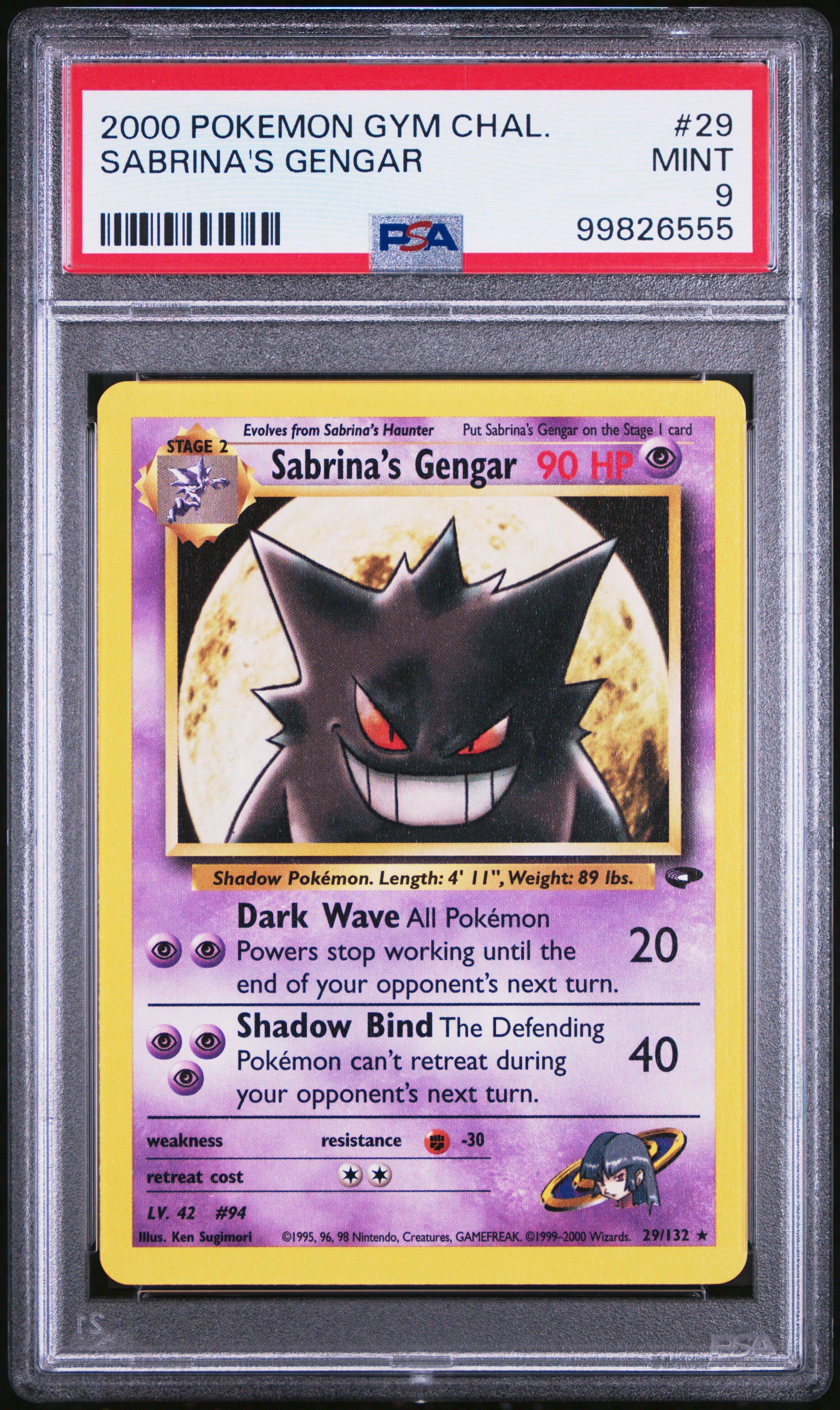 2000 Pokemon Gym Challenge 29 Sabrina's Gengar PSA 9 Graded Card