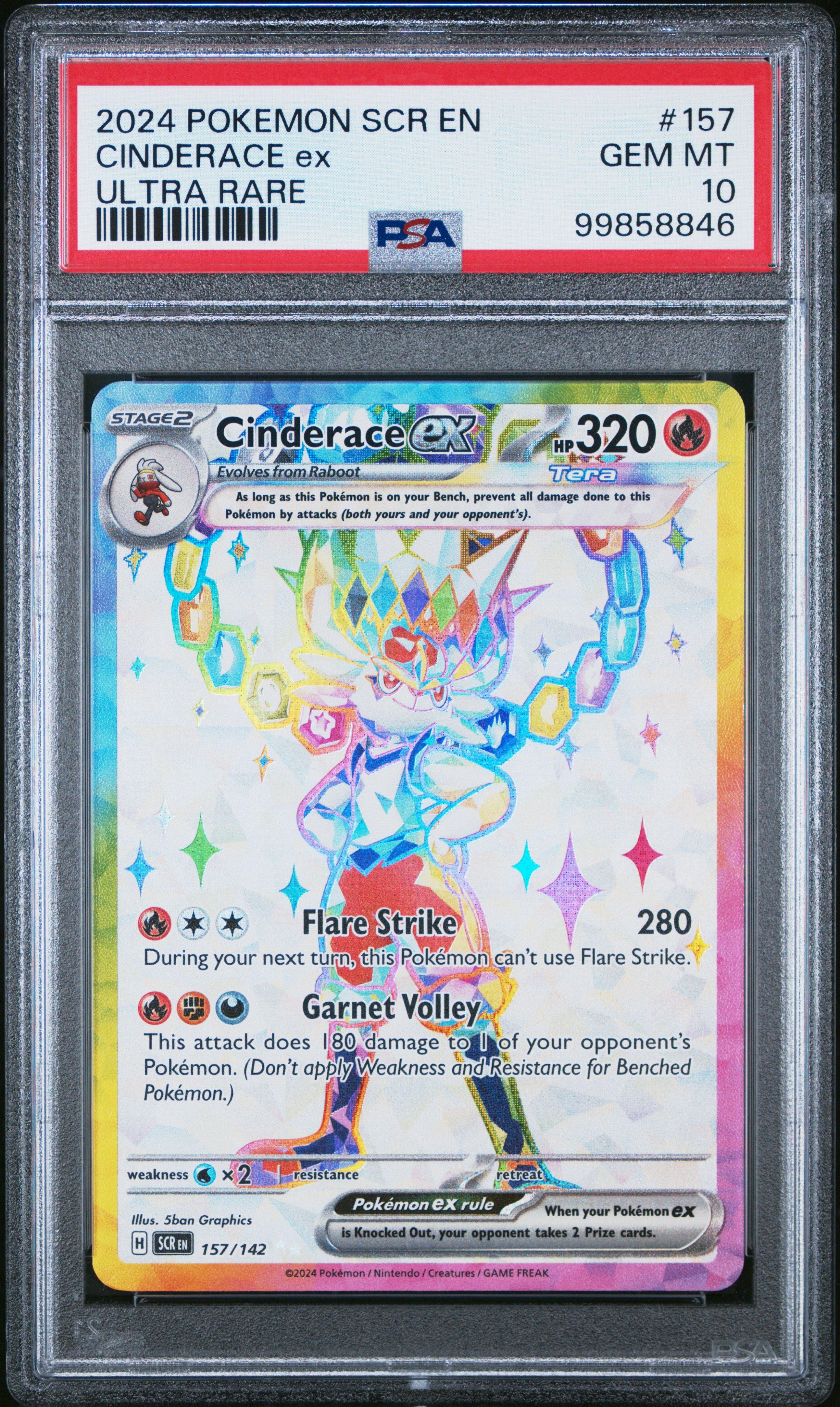 2024 Pokemon Scr En-stellar Crown 157 Cinderace Ex Ultra Rare PSA