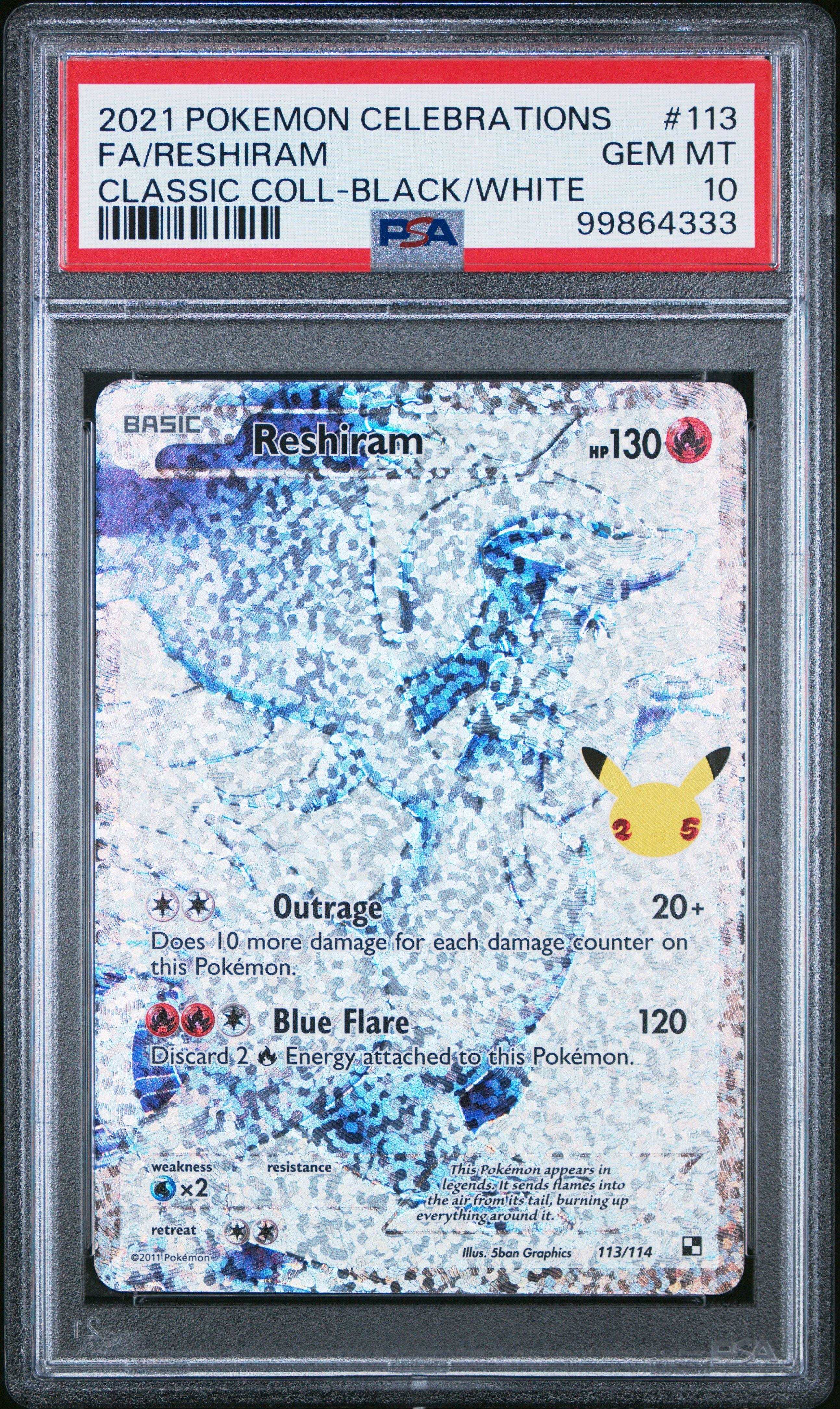 2021 Pokemon Celebrations Classic Collection 113 Full Art/reshiram