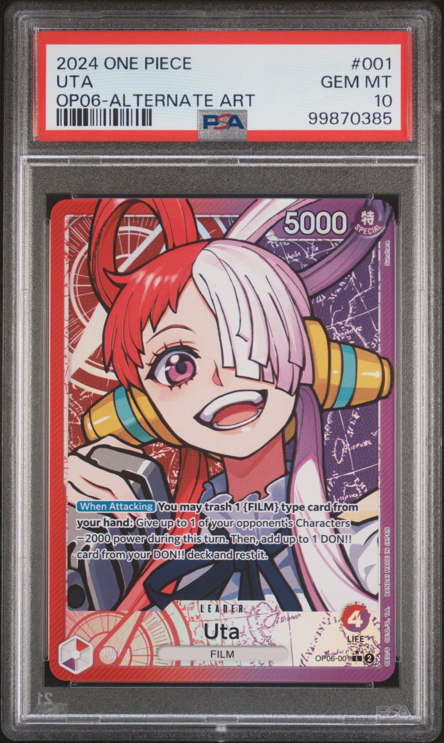 2024 One Piece Op06-wings Of The Captain 001 Uta Alternate Art PSA