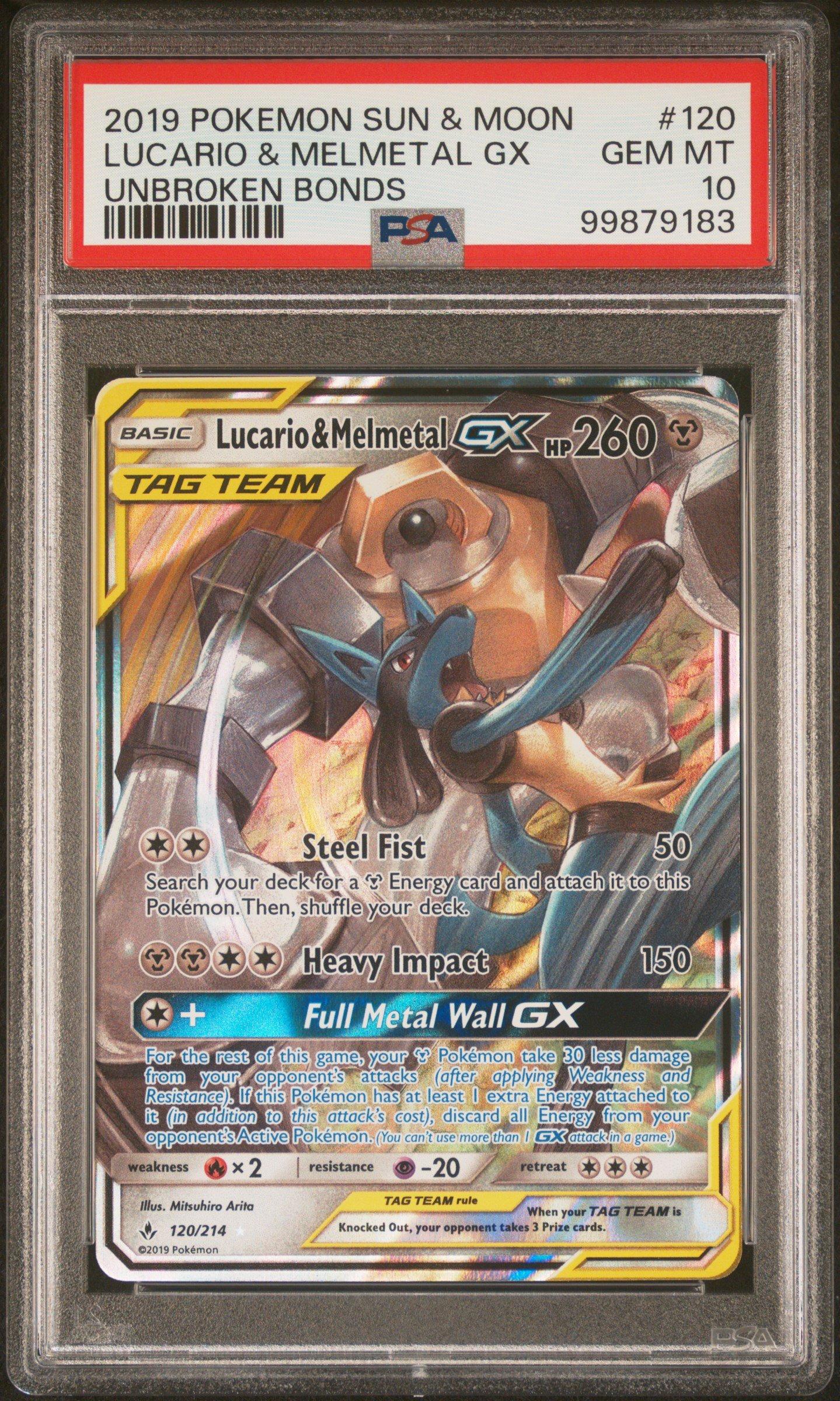 2019 Pokemon Sun & Moon Unbroken Bonds 120 Lucario & Melmetal Gx