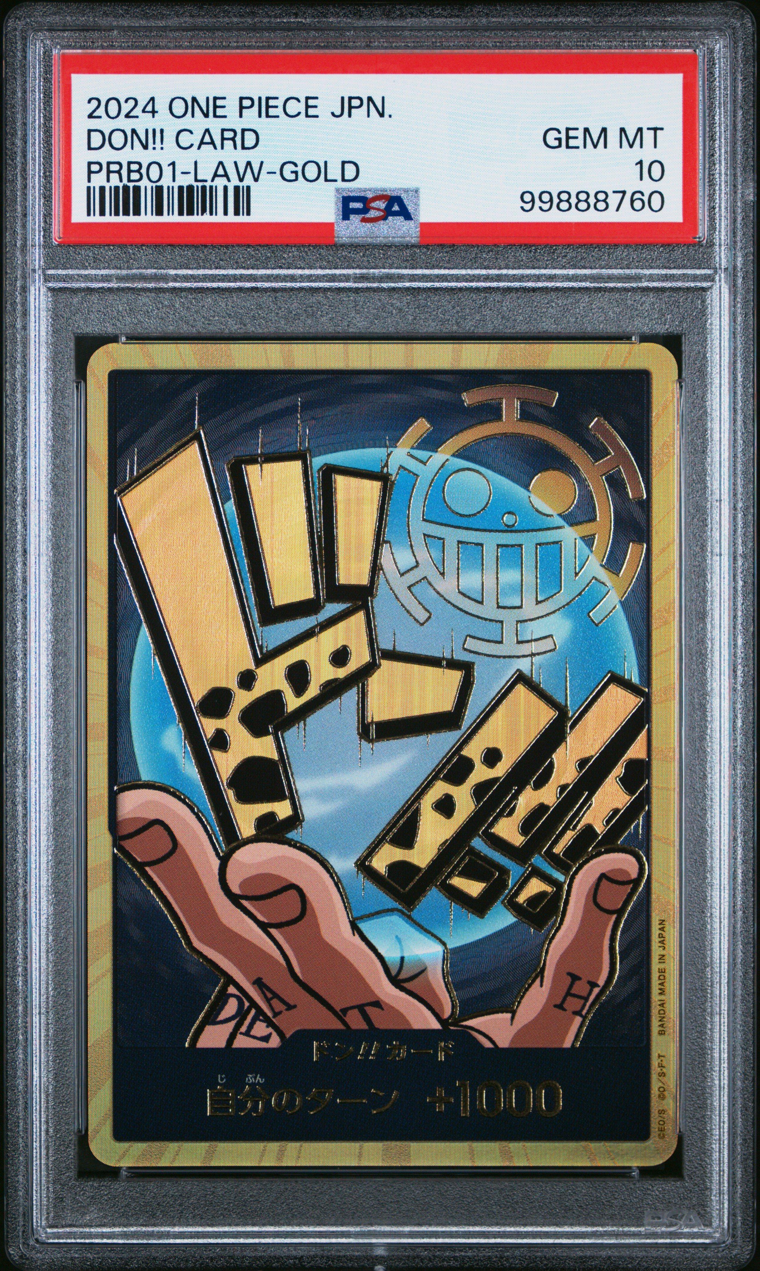 2024 One Piece Japanese Prb01-premium Booster -one Piece Card The Best- Don!! Card Trafalgar Law-gold PSA 10