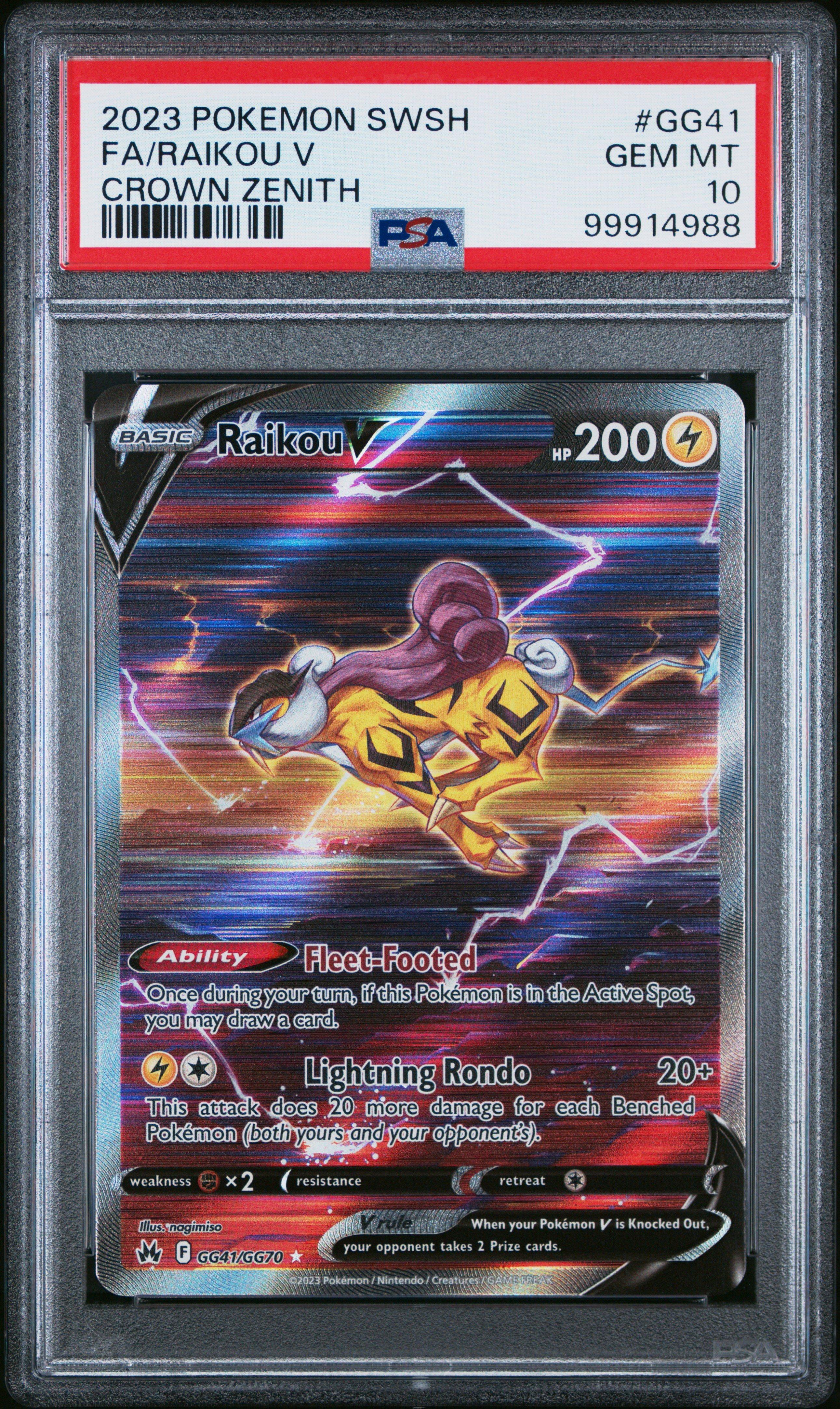 2023 Pokemon Sword And Shield Crown Zenith Gg41 Full Art/raikou V