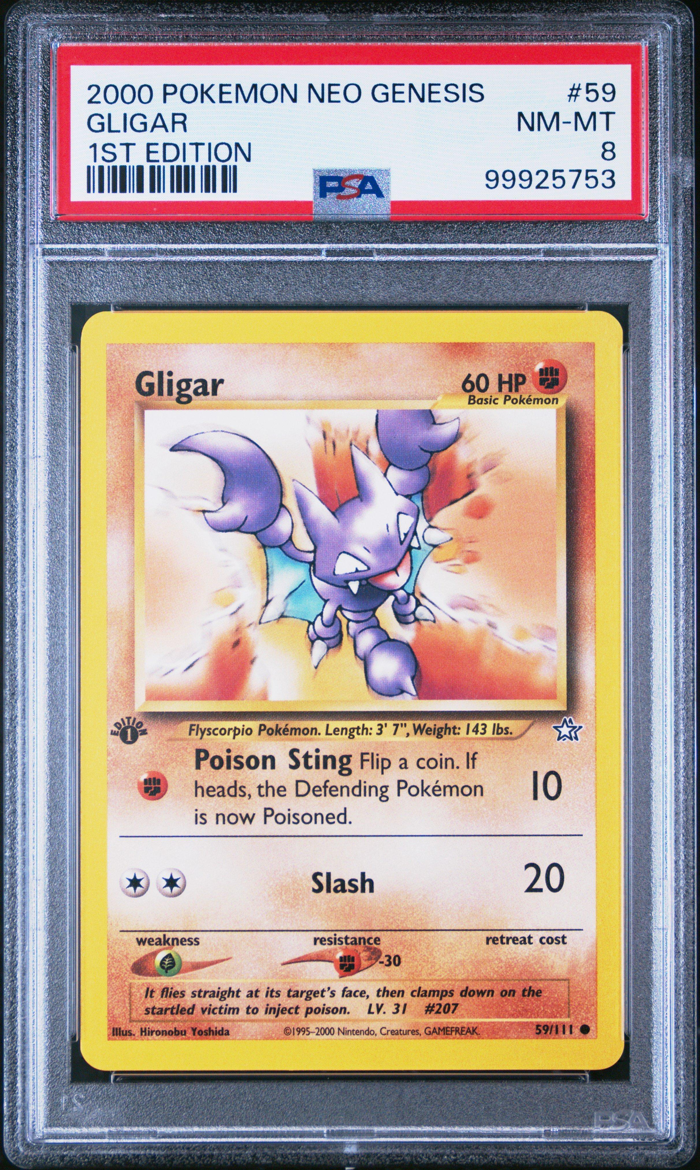 2000 Pokemon Neo Genesis 1st Edition 59 Gligar PSA 8