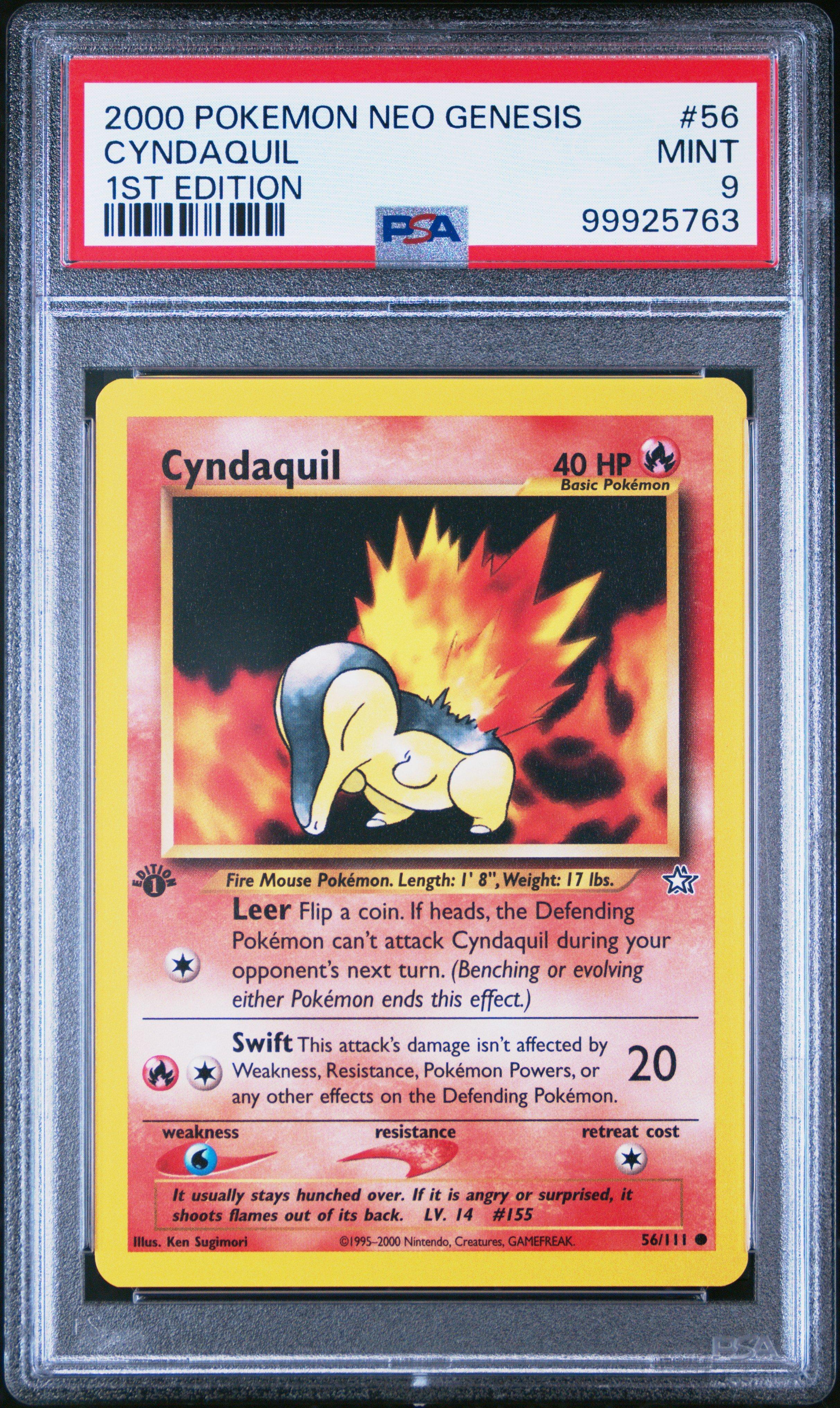 2000 Pokemon Neo Genesis 1st Edition 56 Cyndaquil PSA 9 Graded
