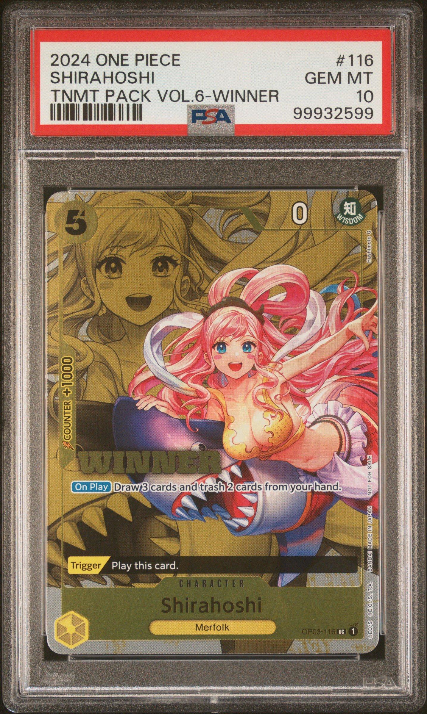 2024 One Piece Tournament Pack Vol.6 116 Shirahoshi Winner PSA 10