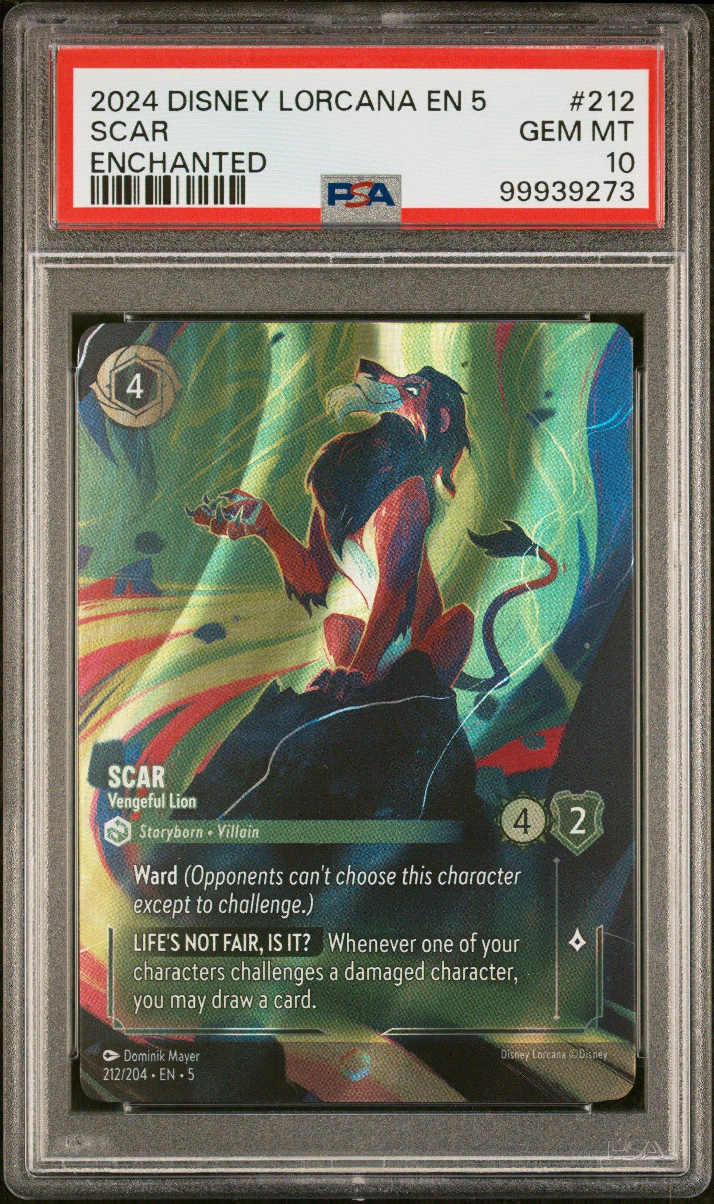 2024 Disney Lorcana En 5-shimmering Skies 212 Scar - Vengeful Lion