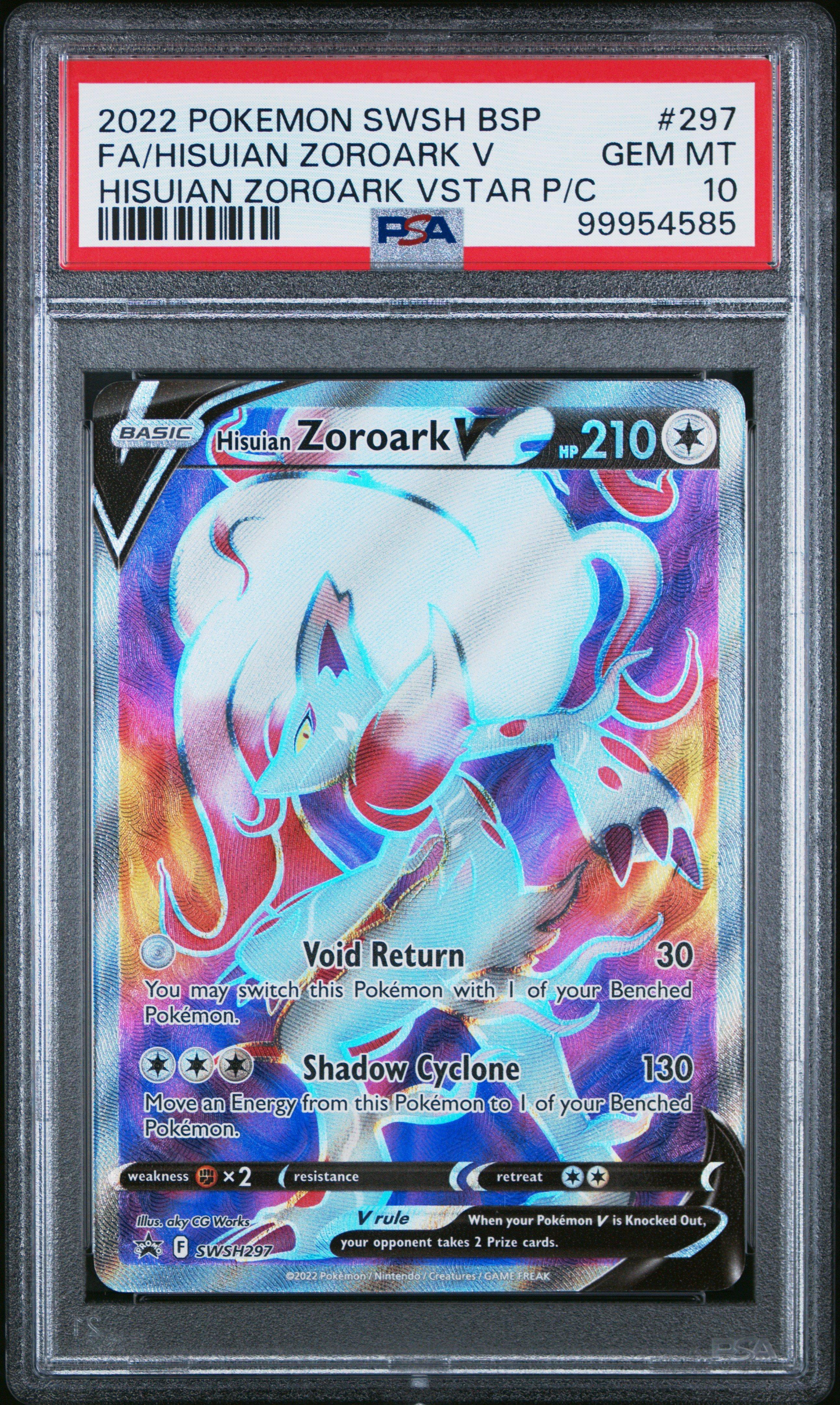 2022 Pokemon Swsh Black Star Promo 297 Full Art/hisuian Zoroark V