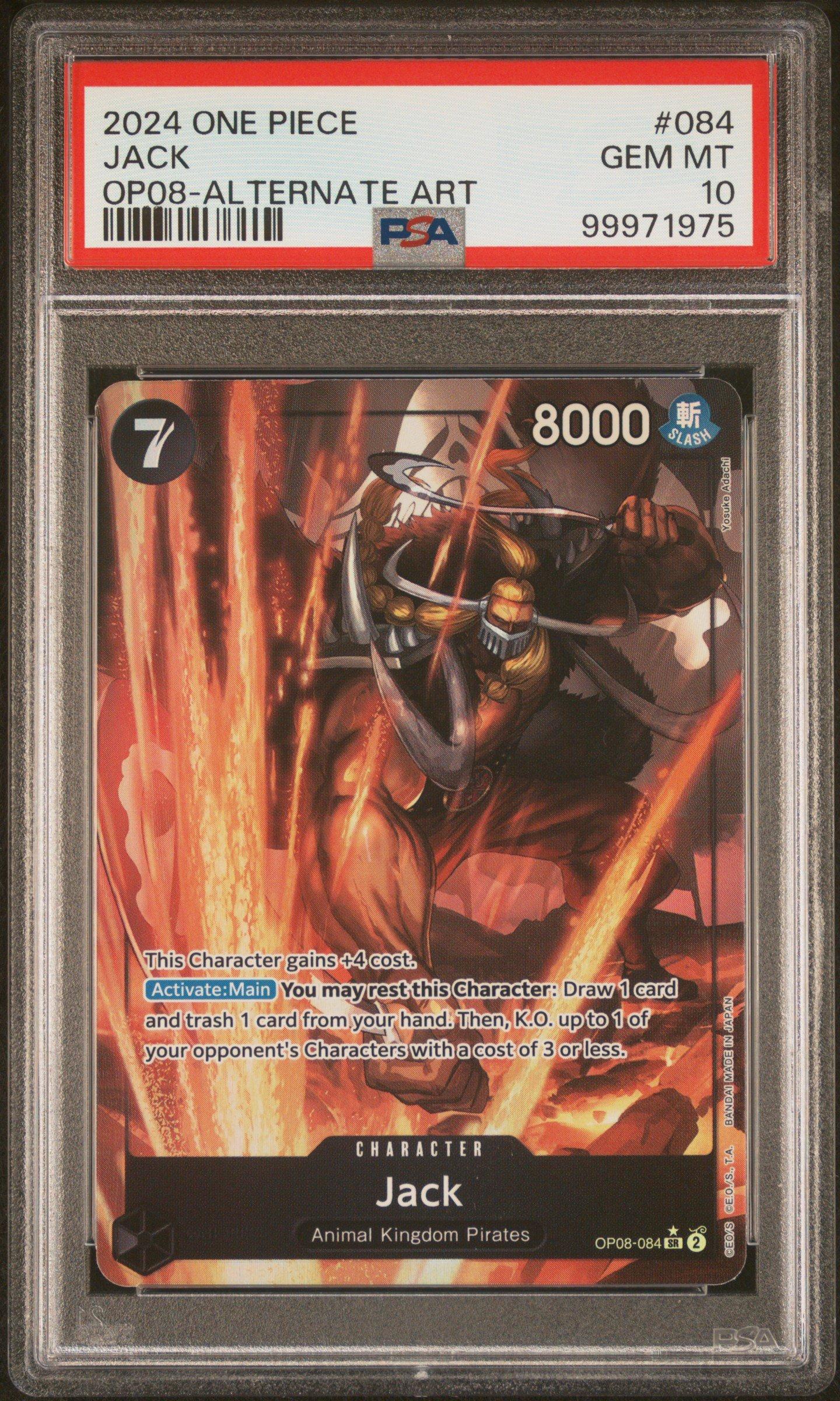 2024 One Piece Op08-two Legends 084 Jack Alternate Art PSA 10