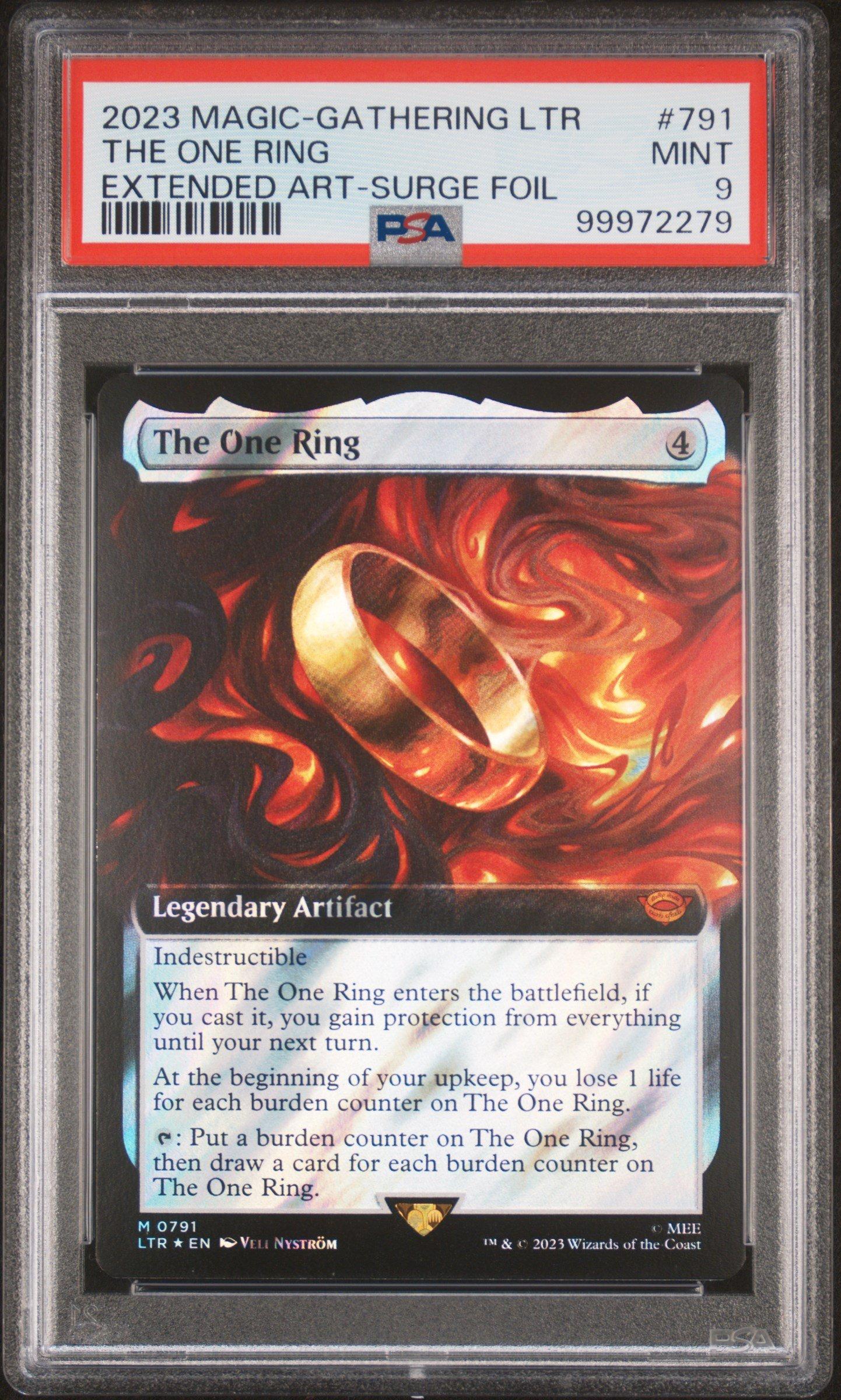 2023 Magic The Gathering The Lord Of The Rings: Tales Of Middle-earth 791 The One Ring Extended Art-surge Foil PSA 9