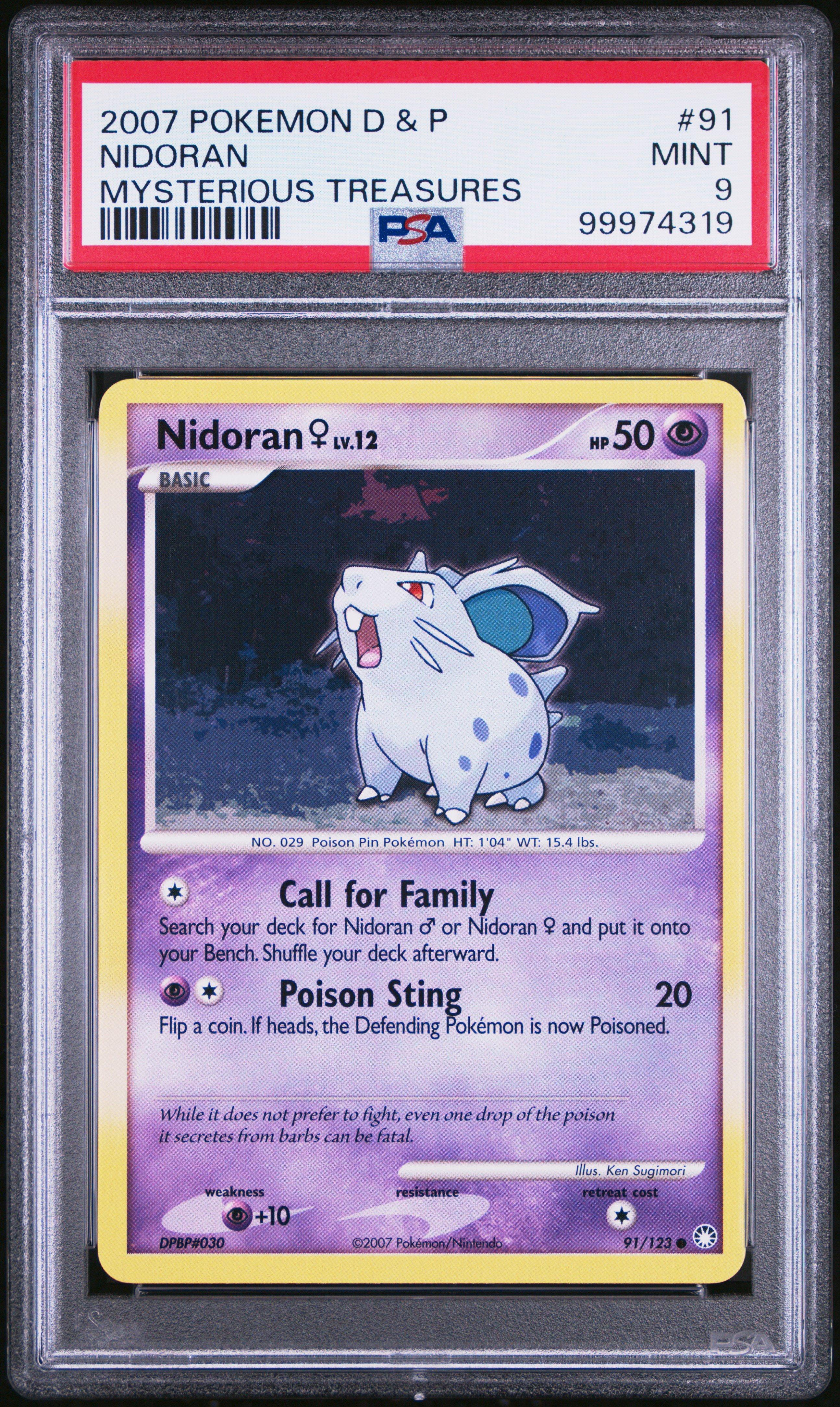 2007 Pokemon Diamond & Pearl Mysterious Treasures 91 Nidoran PSA 9