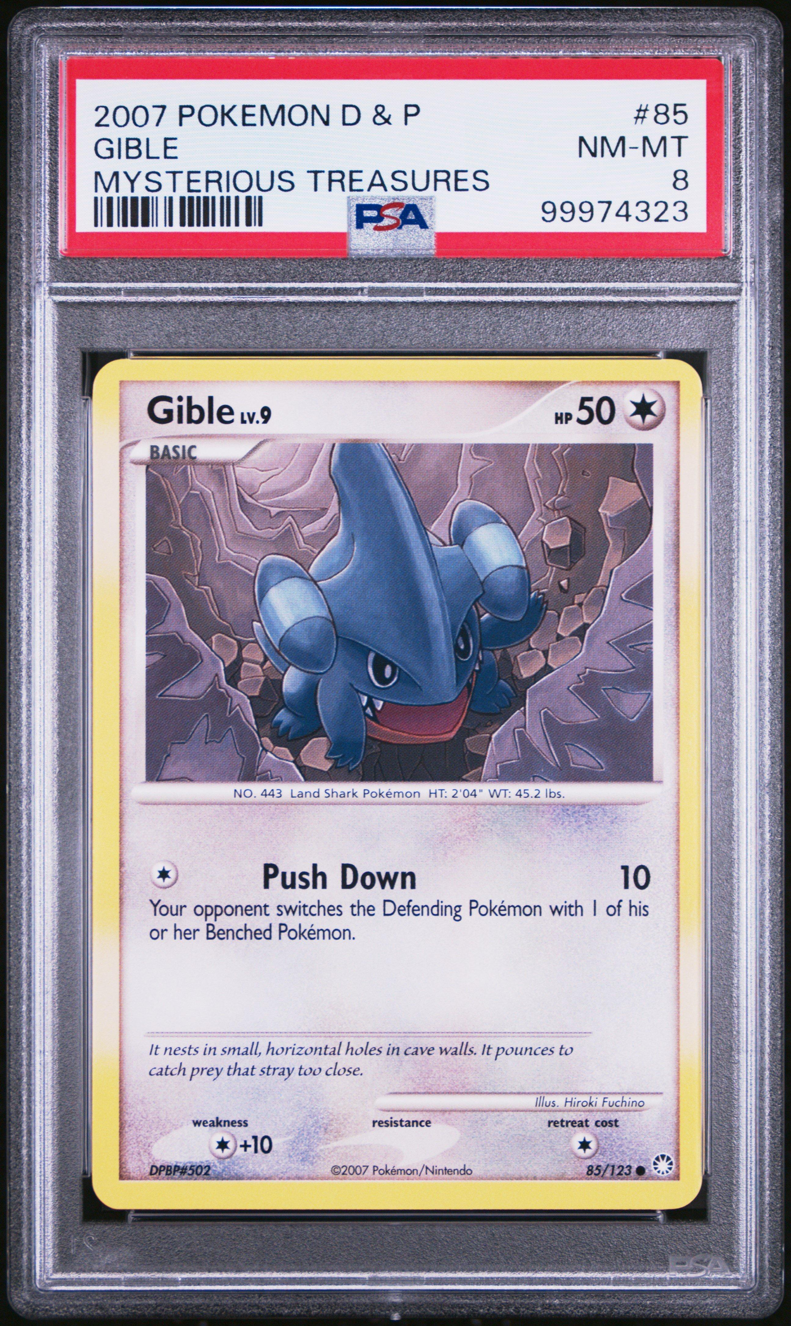 2007 Pokemon Diamond & Pearl Mysterious Treasures 85 Gible PSA 8