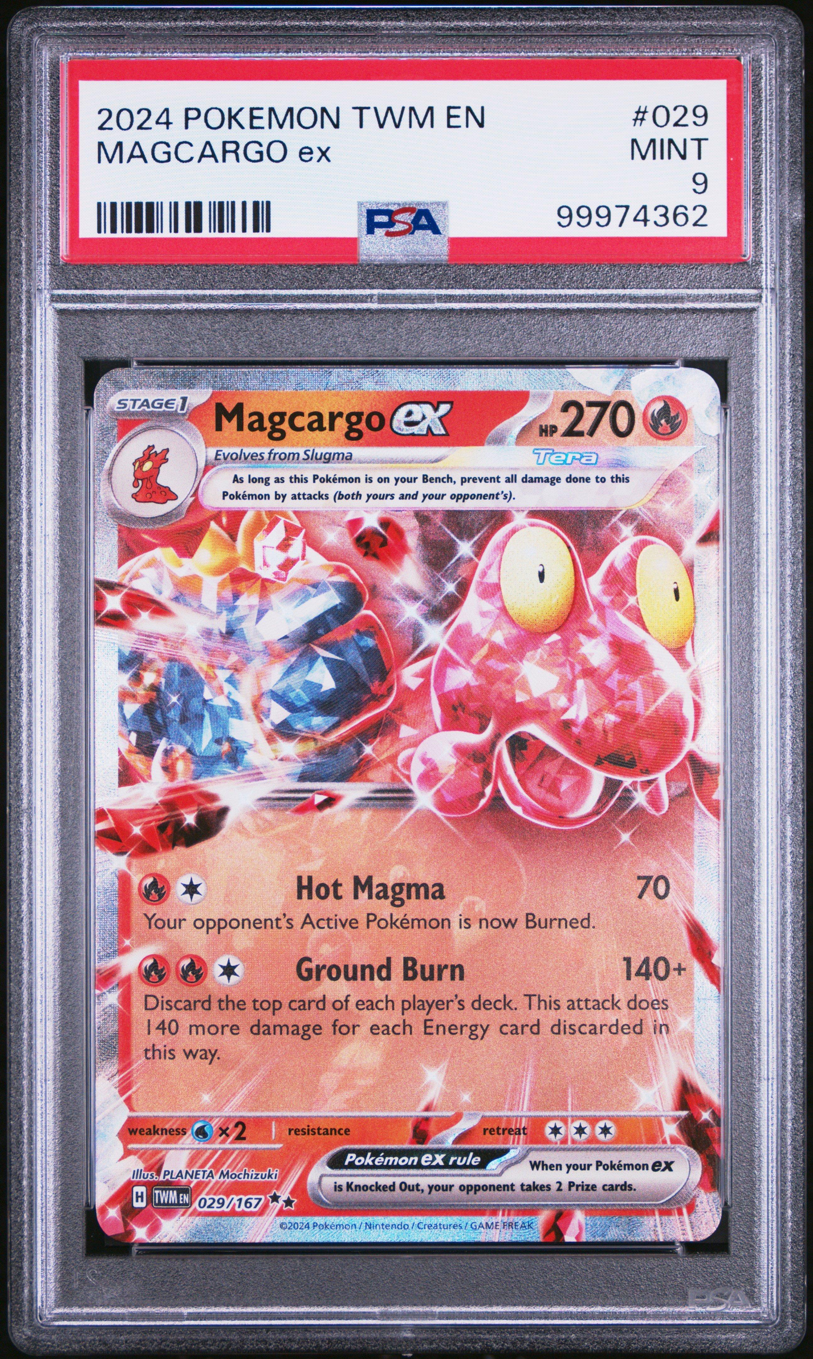 2024 Pokemon Twm En-twilight Masquerade 029 Magcargo Ex PSA 9