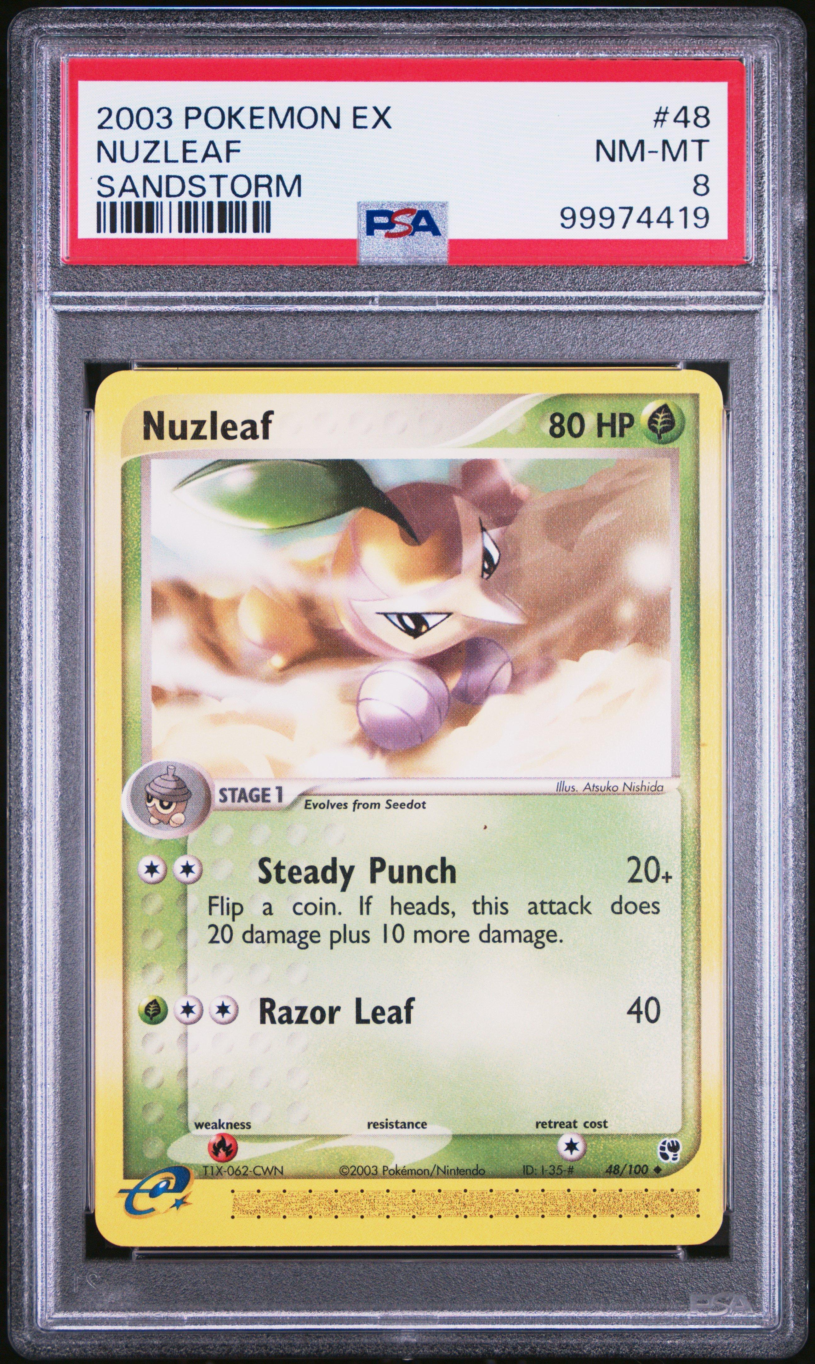 2003 Pokemon Ex Sandstorm 48 Nuzleaf PSA 8