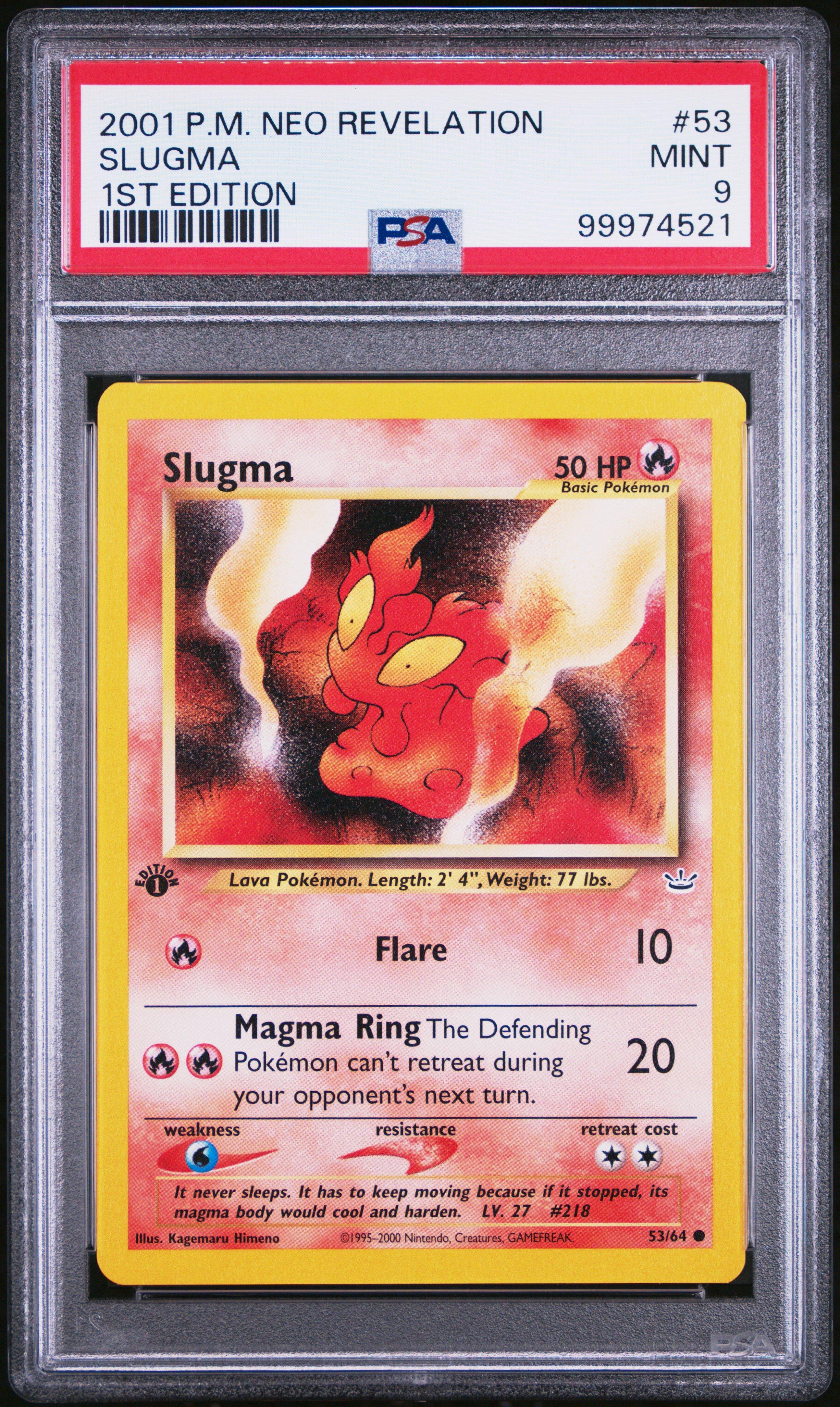 2001 Pokemon Neo Revelation 1st Edition 53 Slugma PSA 9