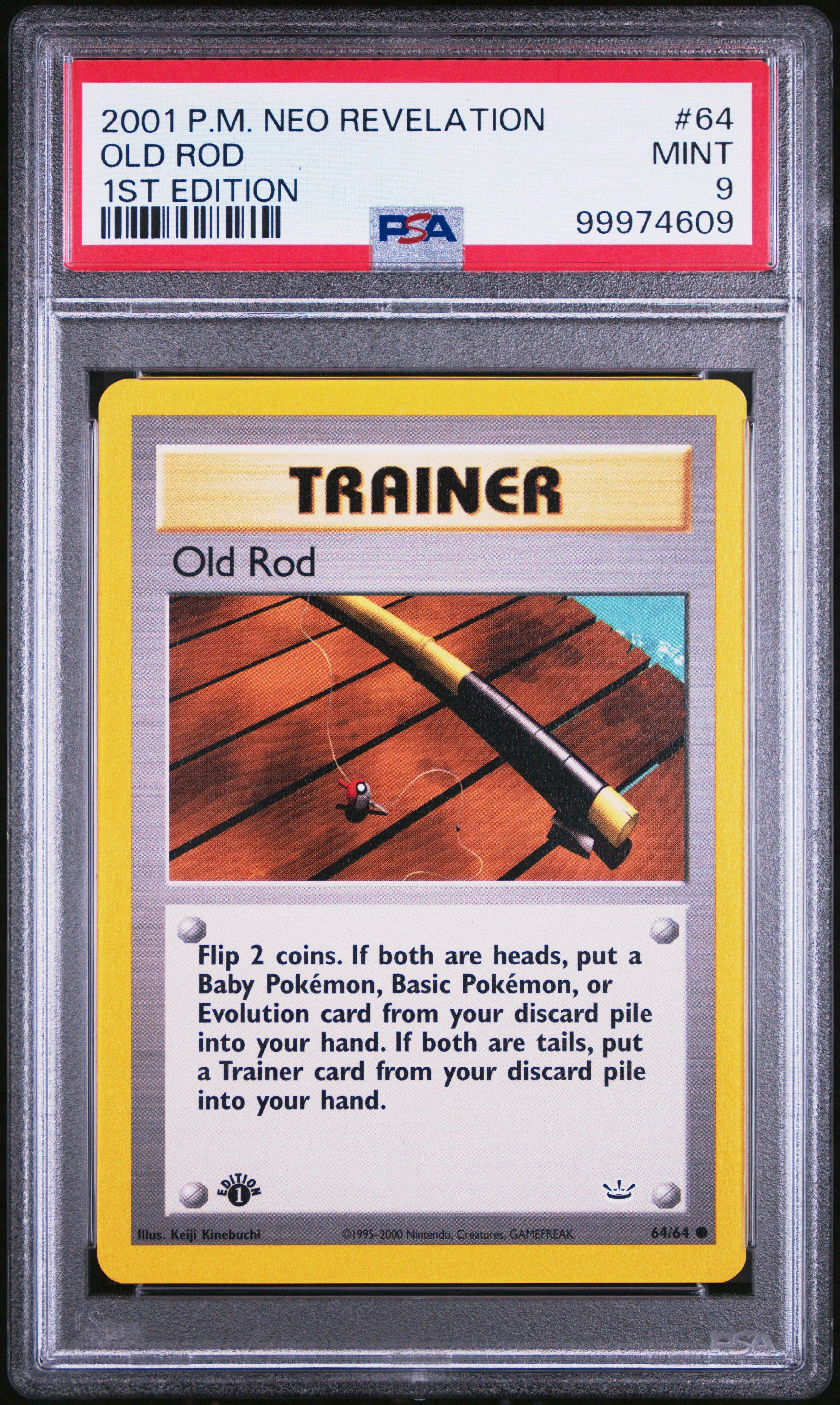 2001 Pokemon Neo Revelation 1st Edition 64 Old Rod PSA 9