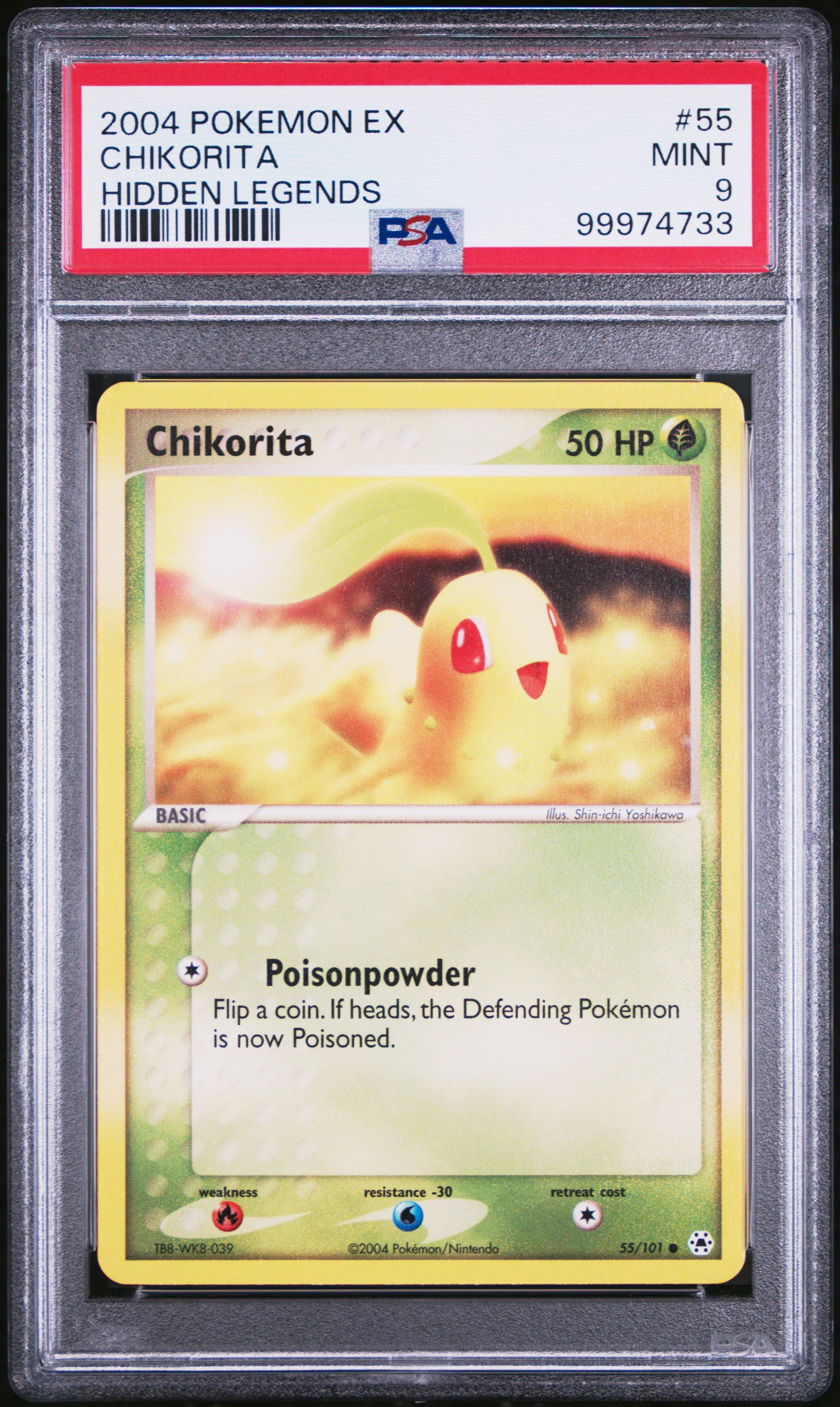 2004 Pokemon Ex Hidden Legends 55 Chikorita PSA 9