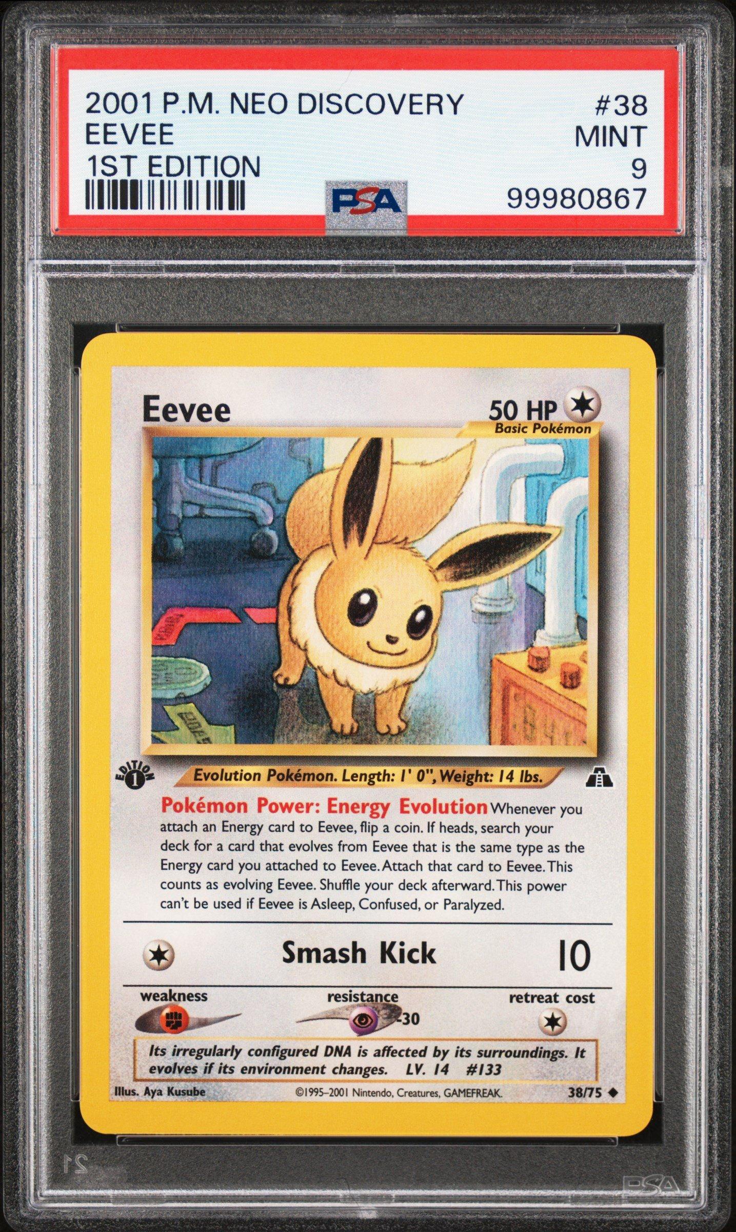 2001 Pokemon Neo Discovery 38 Eevee 1st Edition PSA 9