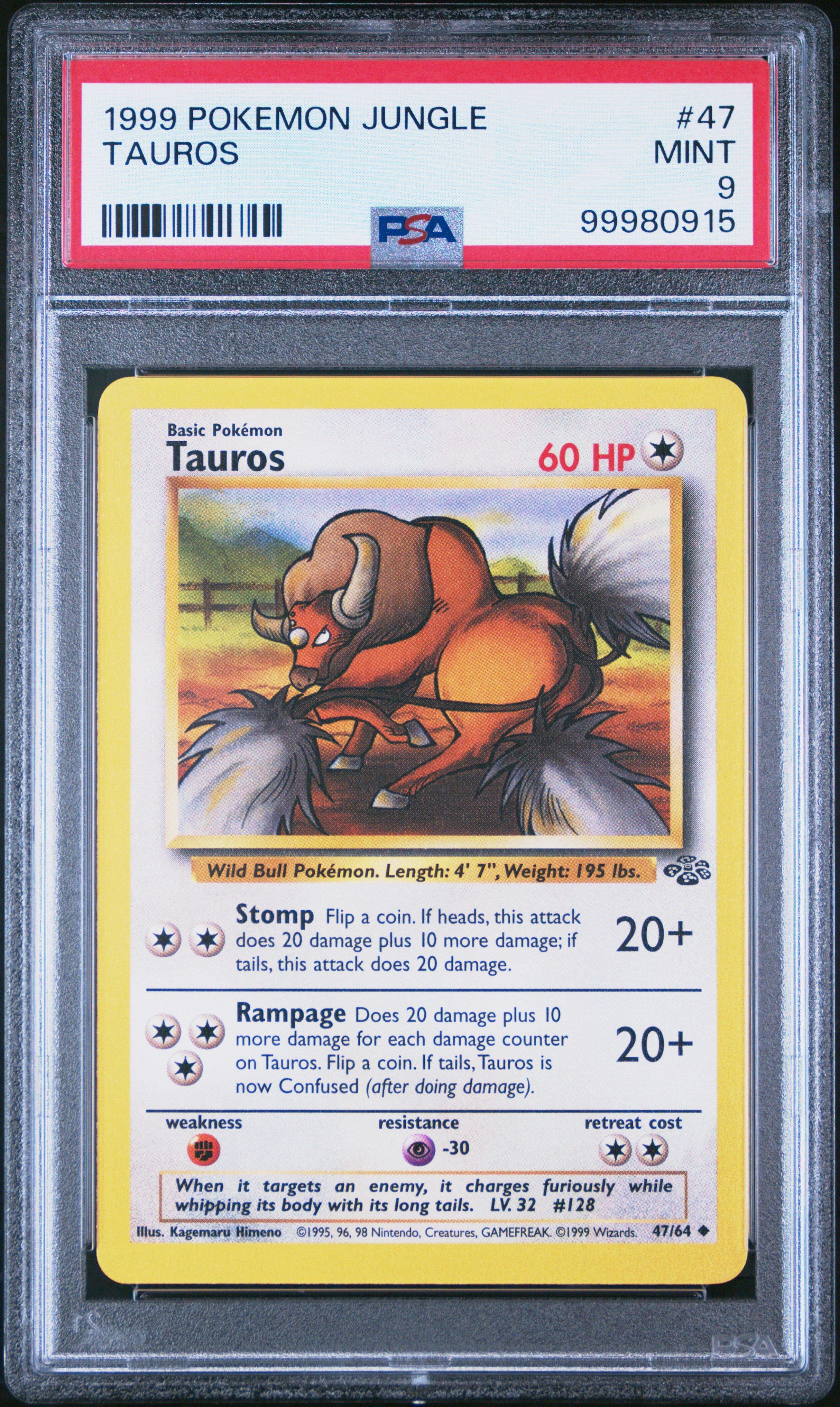 1999年 ポケモンジャングル ブースター　psa9 1999 Pokemon Jungle 47 Tauros PSA 9 Graded Card | GameStop