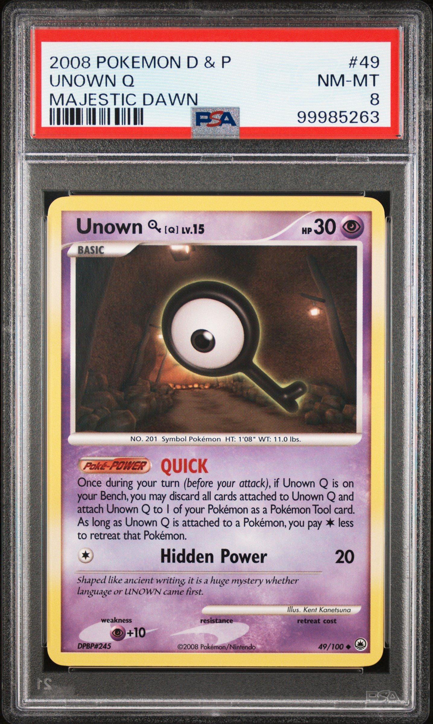 2008 Pokemon Diamond & Pearl Majestic Dawn 49 Unown Q PSA 8