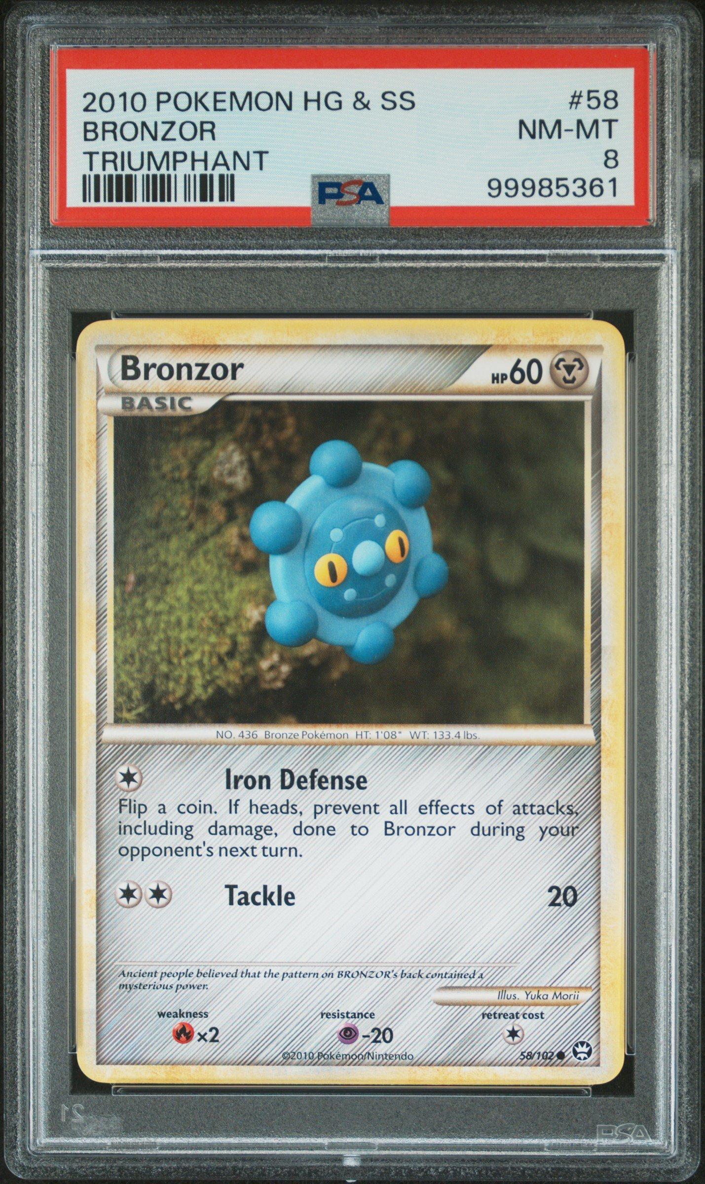 2010 Pokemon Heartgold & Soulsilver Triumphant 58 Bronzor PSA 8
