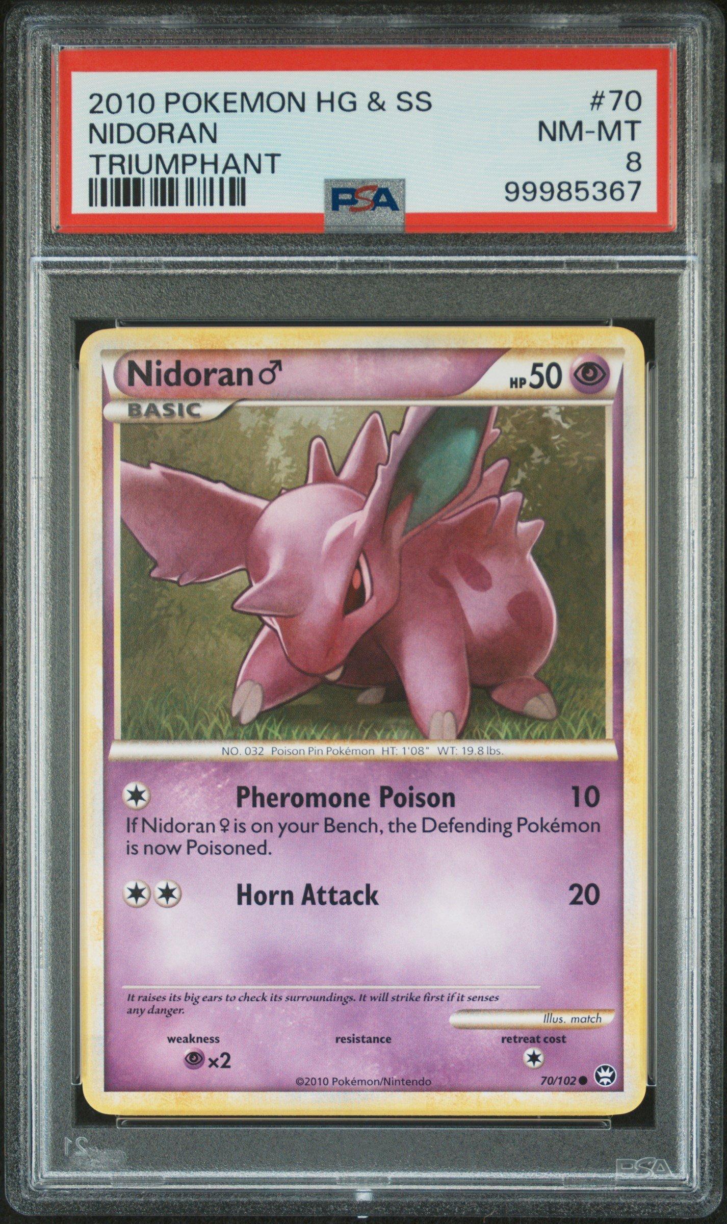 2010 Pokemon Heartgold & Soulsilver Triumphant 70 Nidoran PSA 8