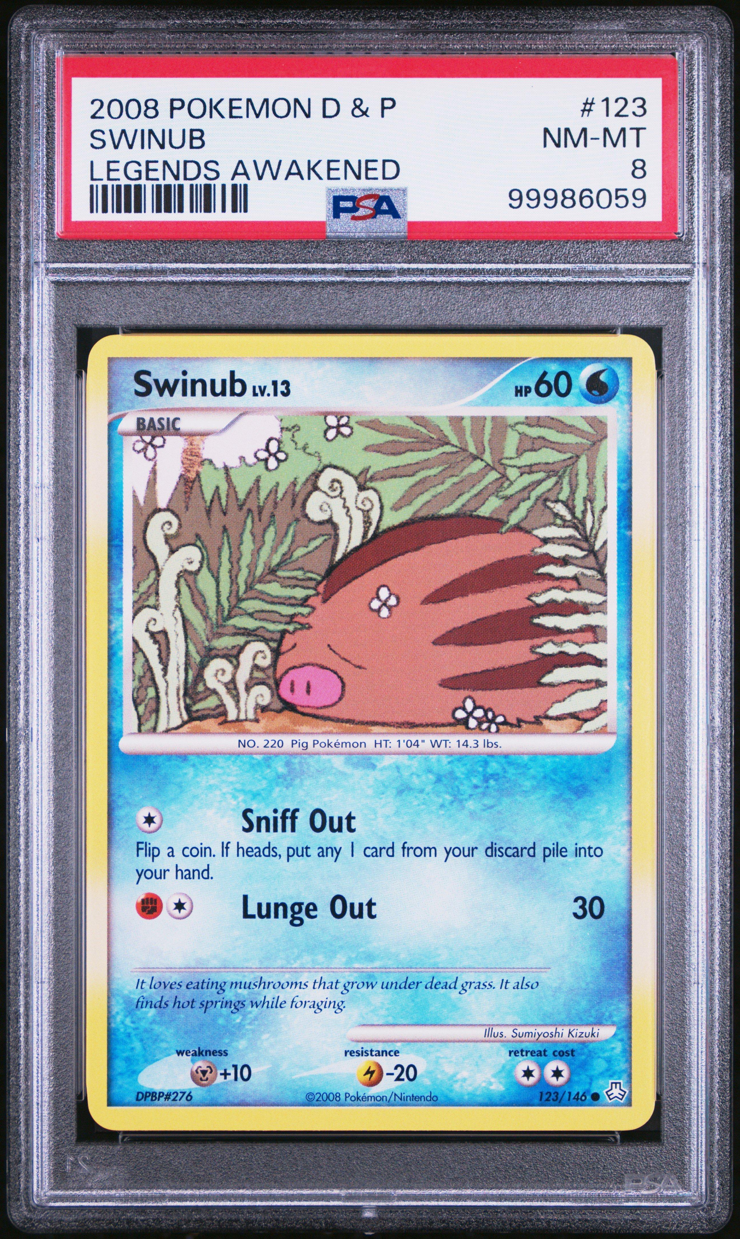 2008 Pokemon Diamond & Pearl Legends Awakened 123 Swinub PSA 8