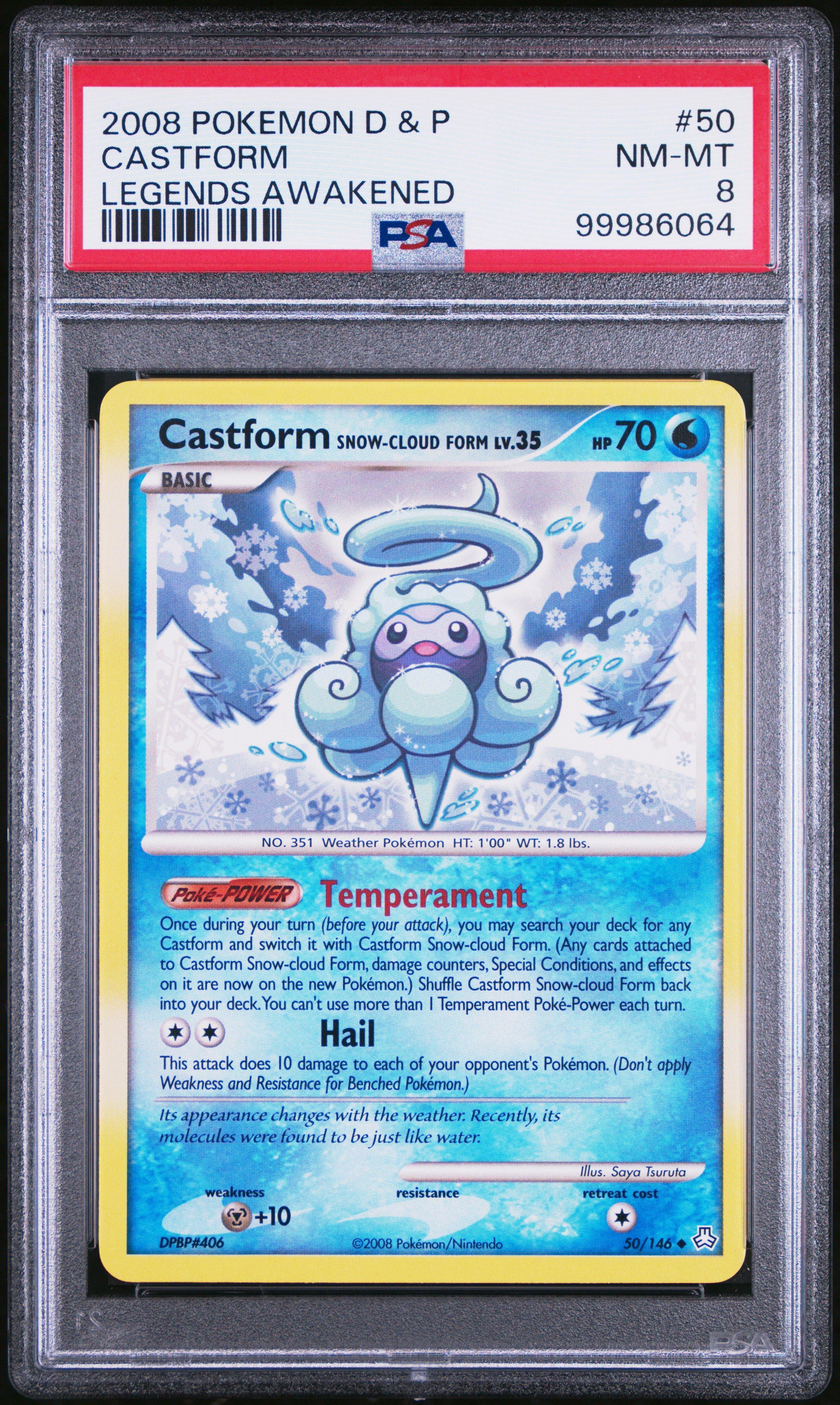 2008 Pokemon Diamond & Pearl Legends Awakened 50 Castform (snow-cloud Form) PSA 8