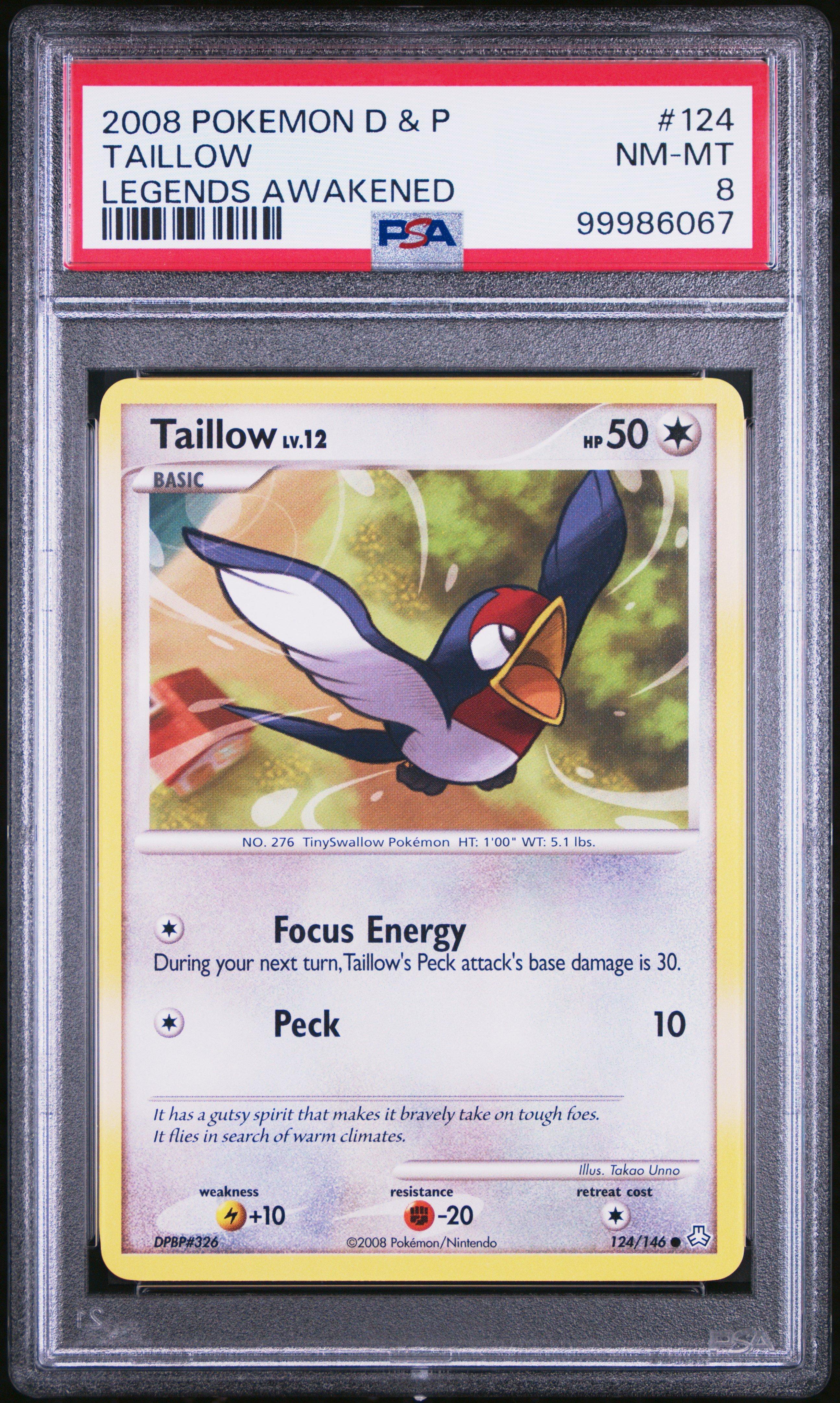2008 Pokemon Diamond & Pearl Legends Awakened 124 Taillow PSA 8