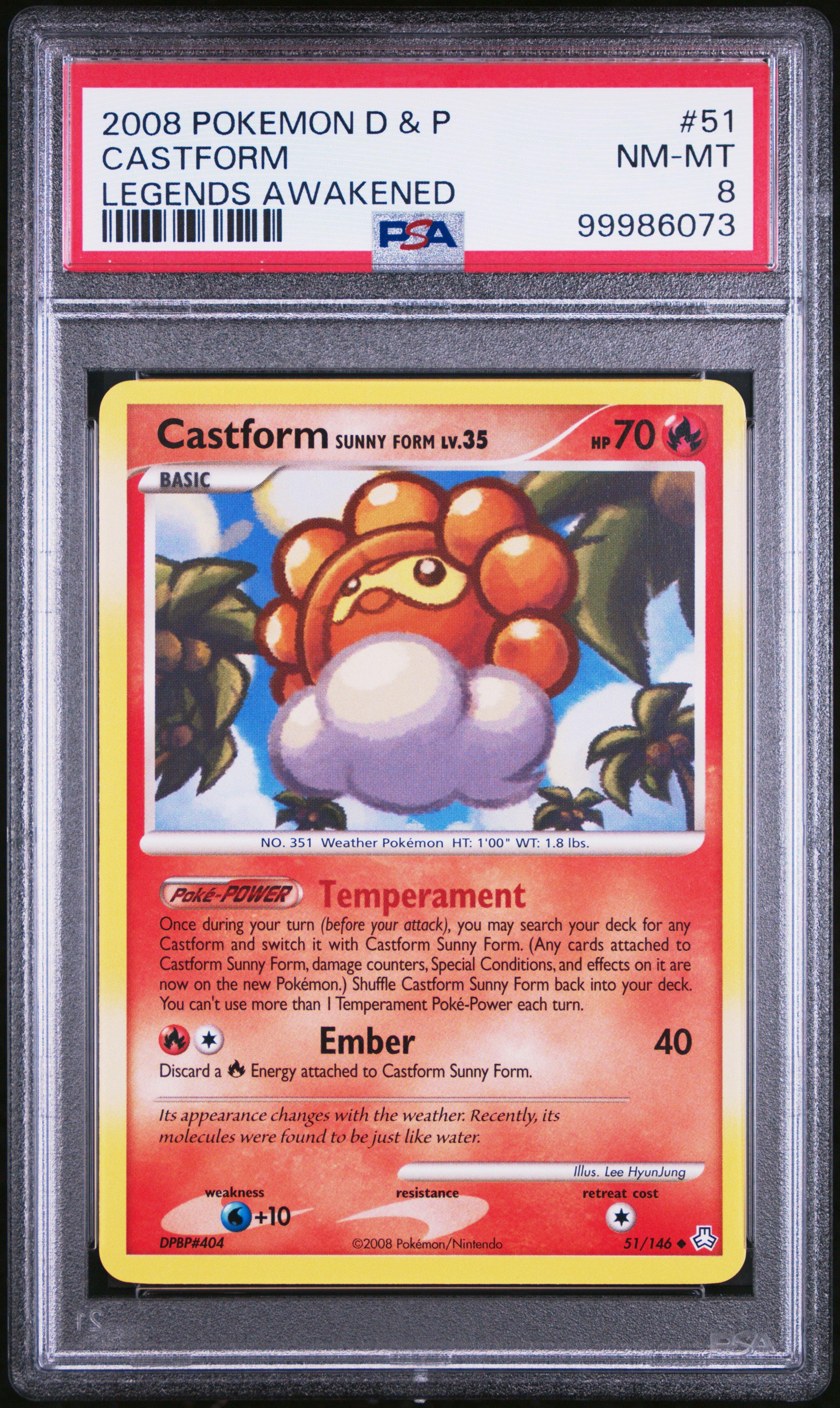 2008 Pokemon Diamond & Pearl Legends Awakened 51 Castform (sunny Form) PSA 8