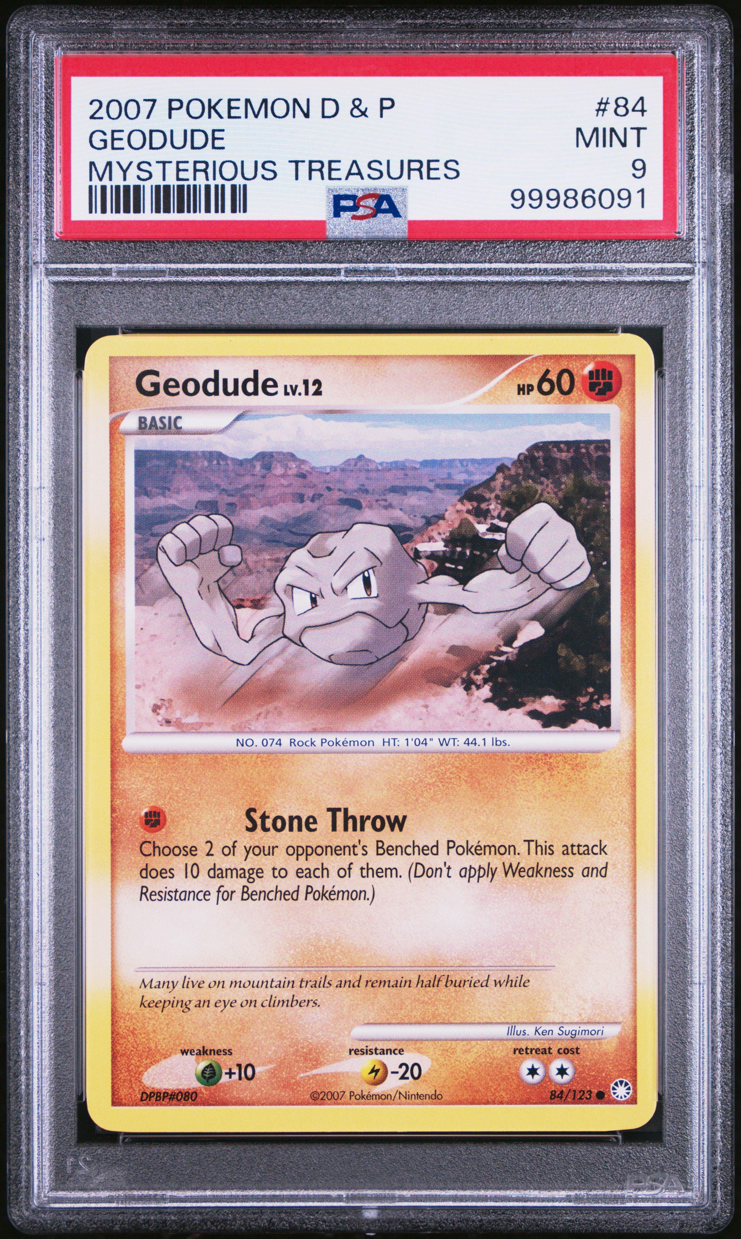 2007 Pokemon Diamond & Pearl Mysterious Treasures 84 Geodude PSA 9