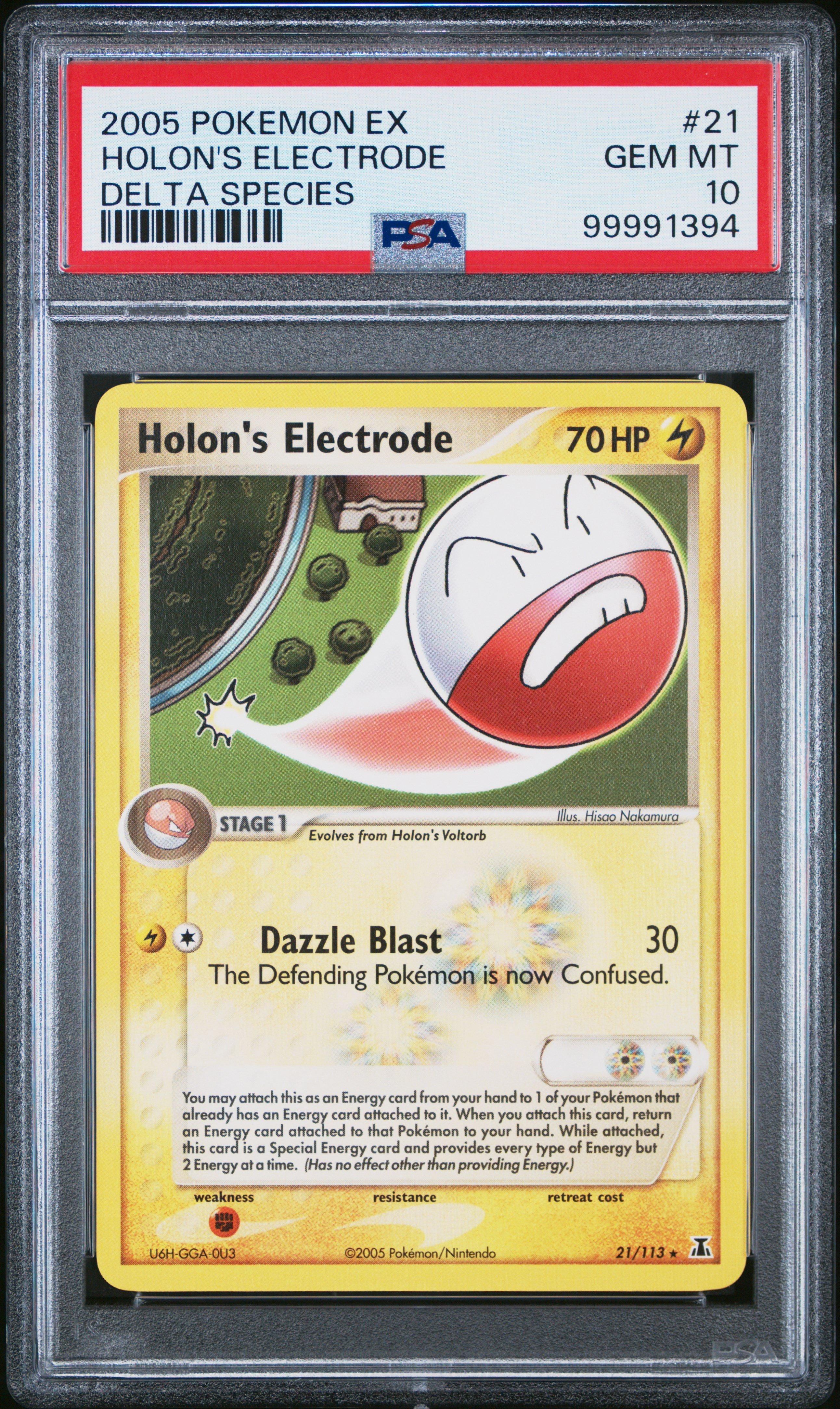 2005 Pokemon Ex Delta Species 21 Holon's Electrode PSA 10