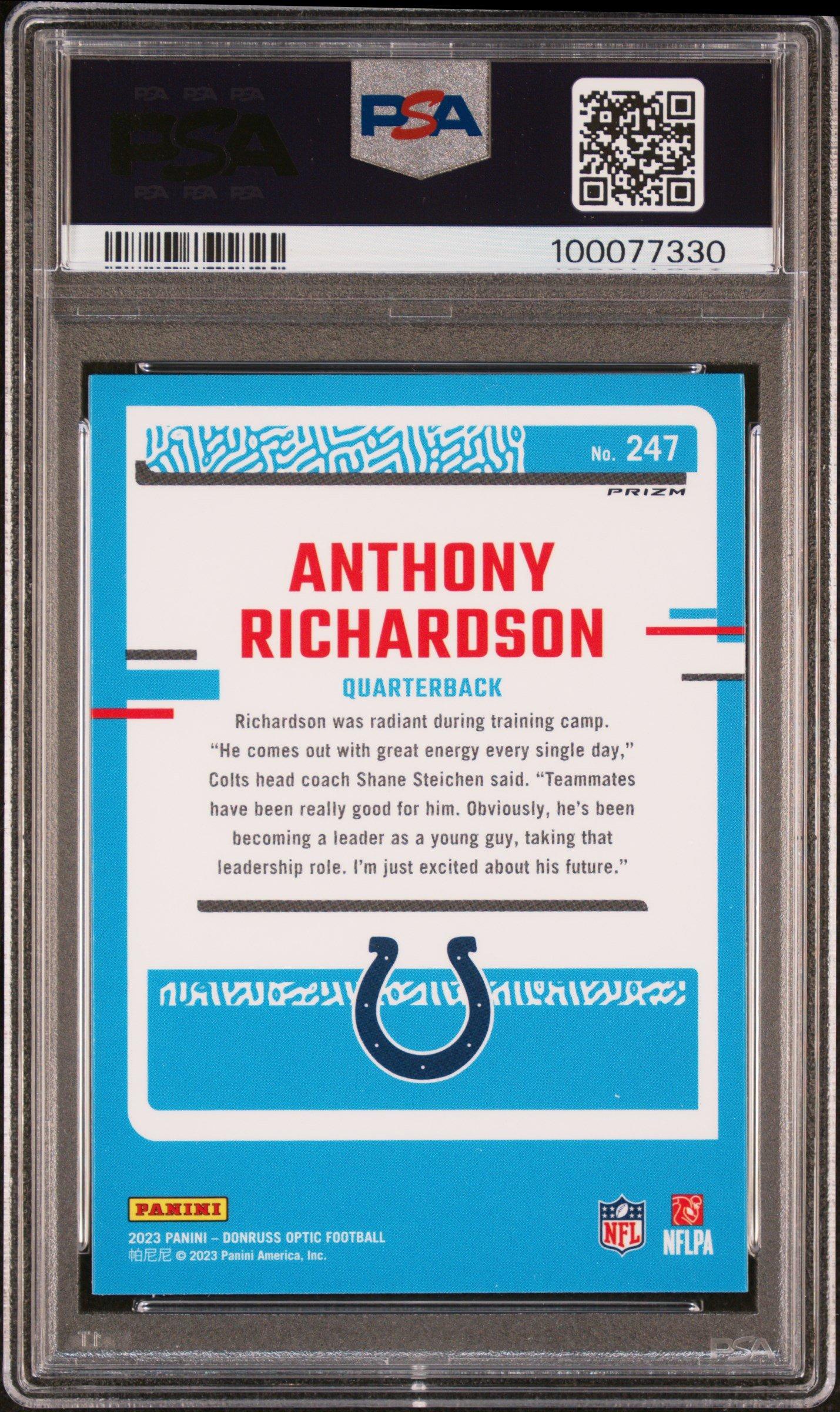 2023 Panini Donruss Optic 247 Anthony Richardson Hyper PSA