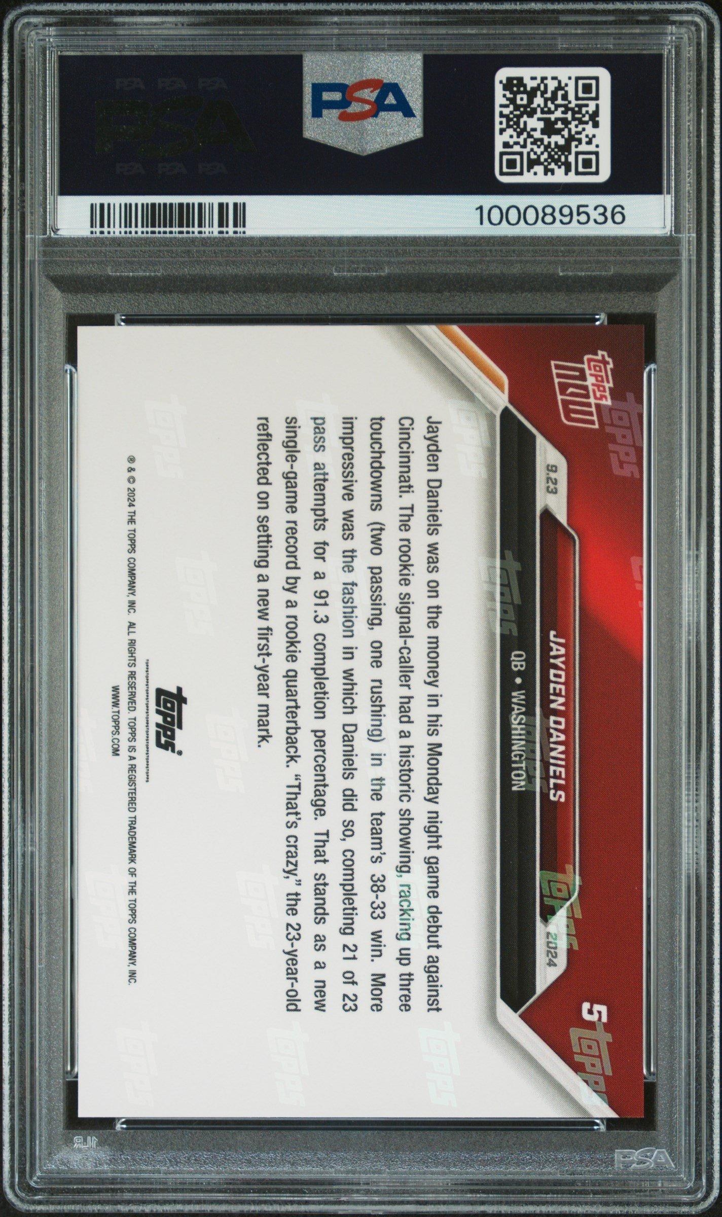 2024 Topps Now 5 Jayden Daniels PSA 10