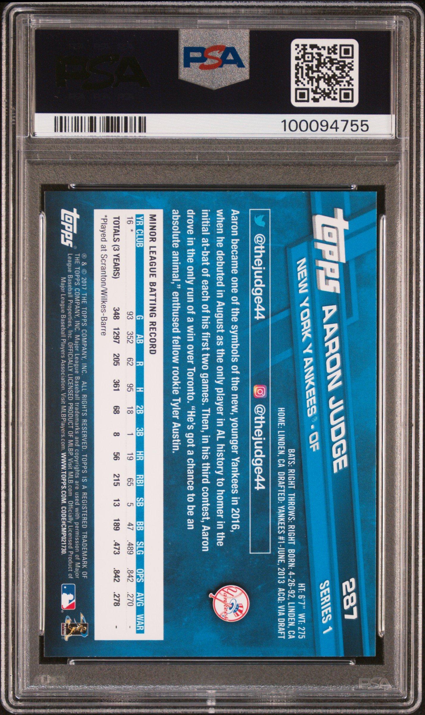 2017 Topps 287 Aaron Judge PSA