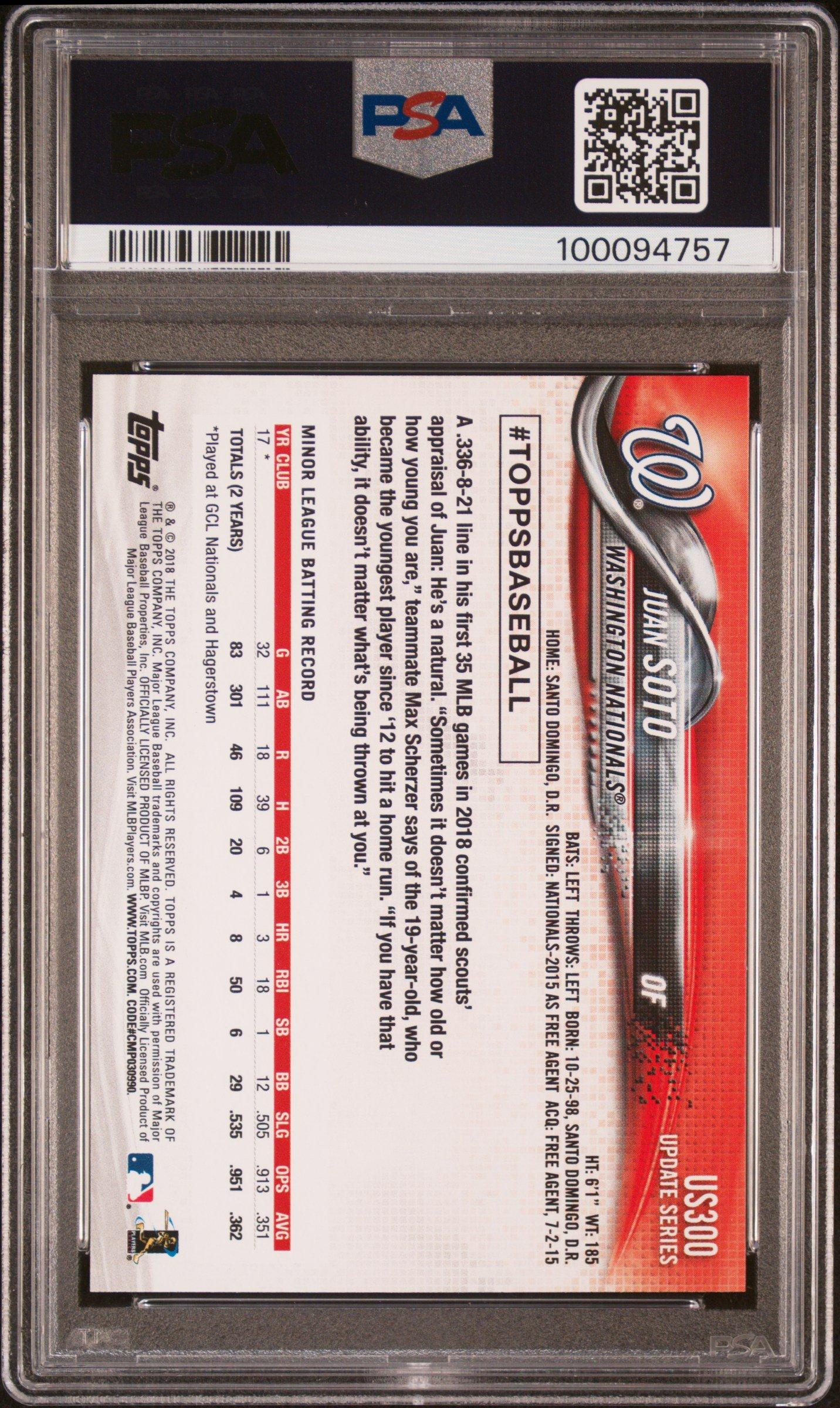 2018 Topps Update Us300 Juan Soto PSA