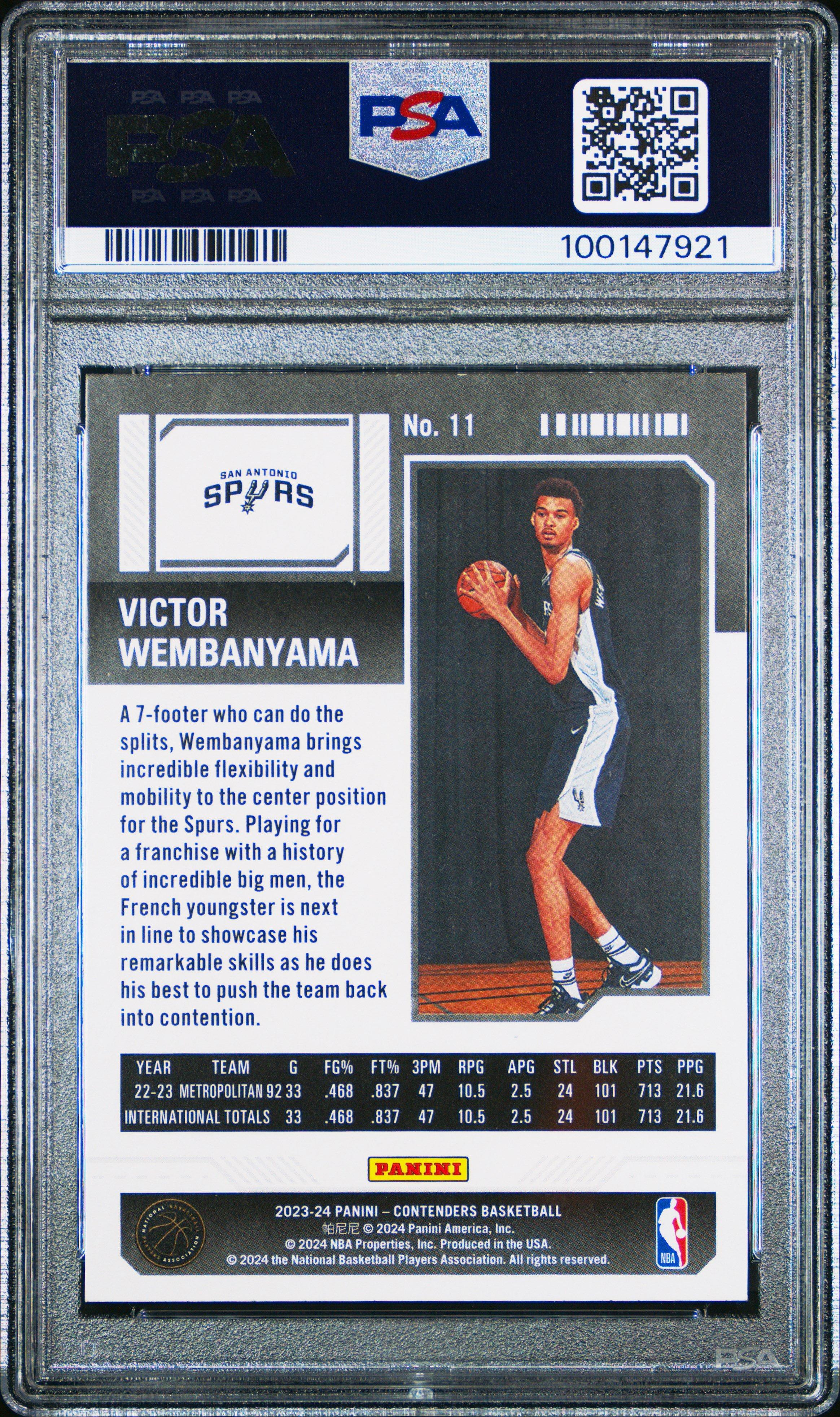 2023 Panini Contenders 11 Victor Wembanyama Retail PSA