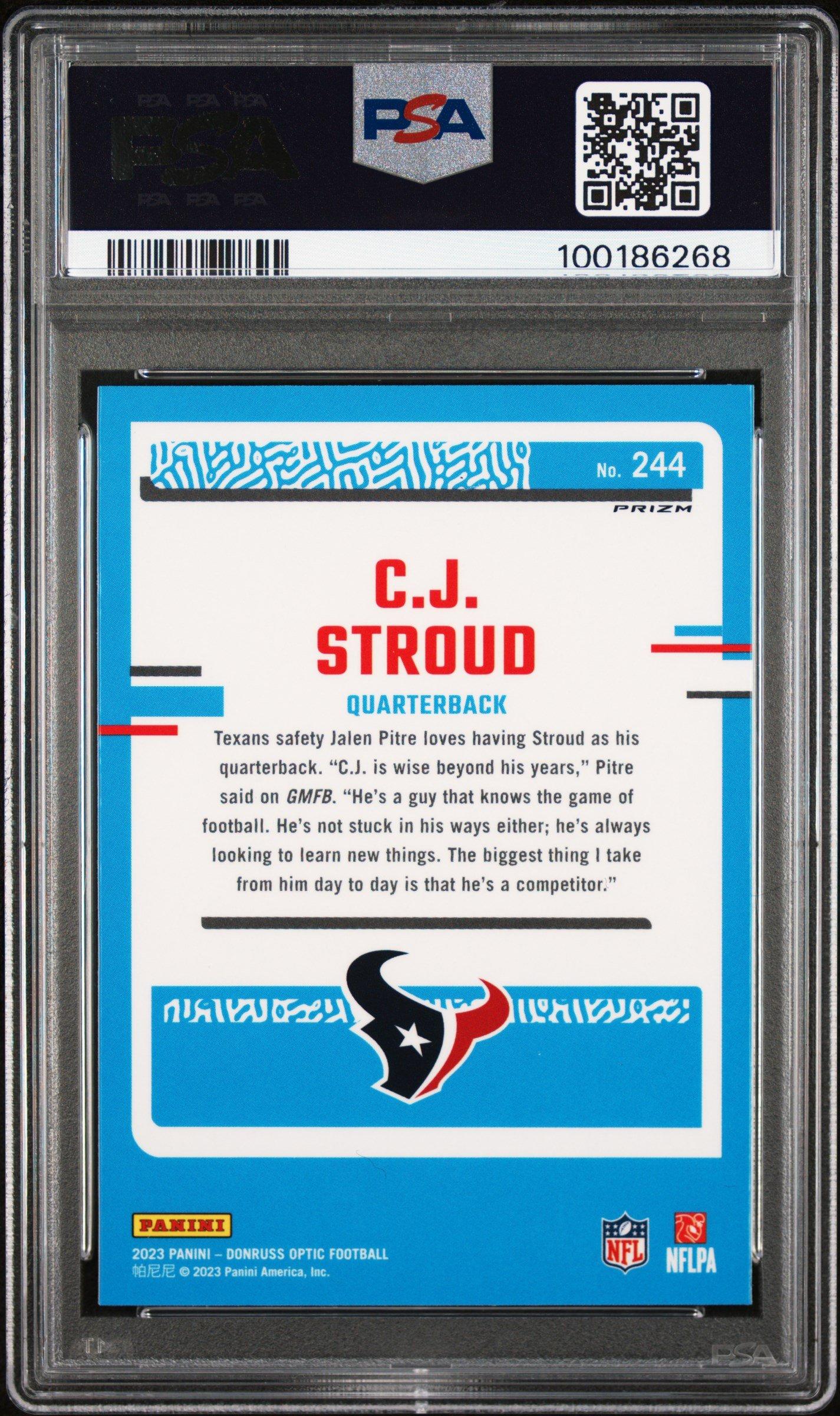 2023 Panini Donruss Optic 244 Cj Stroud Blue Hyper PSA