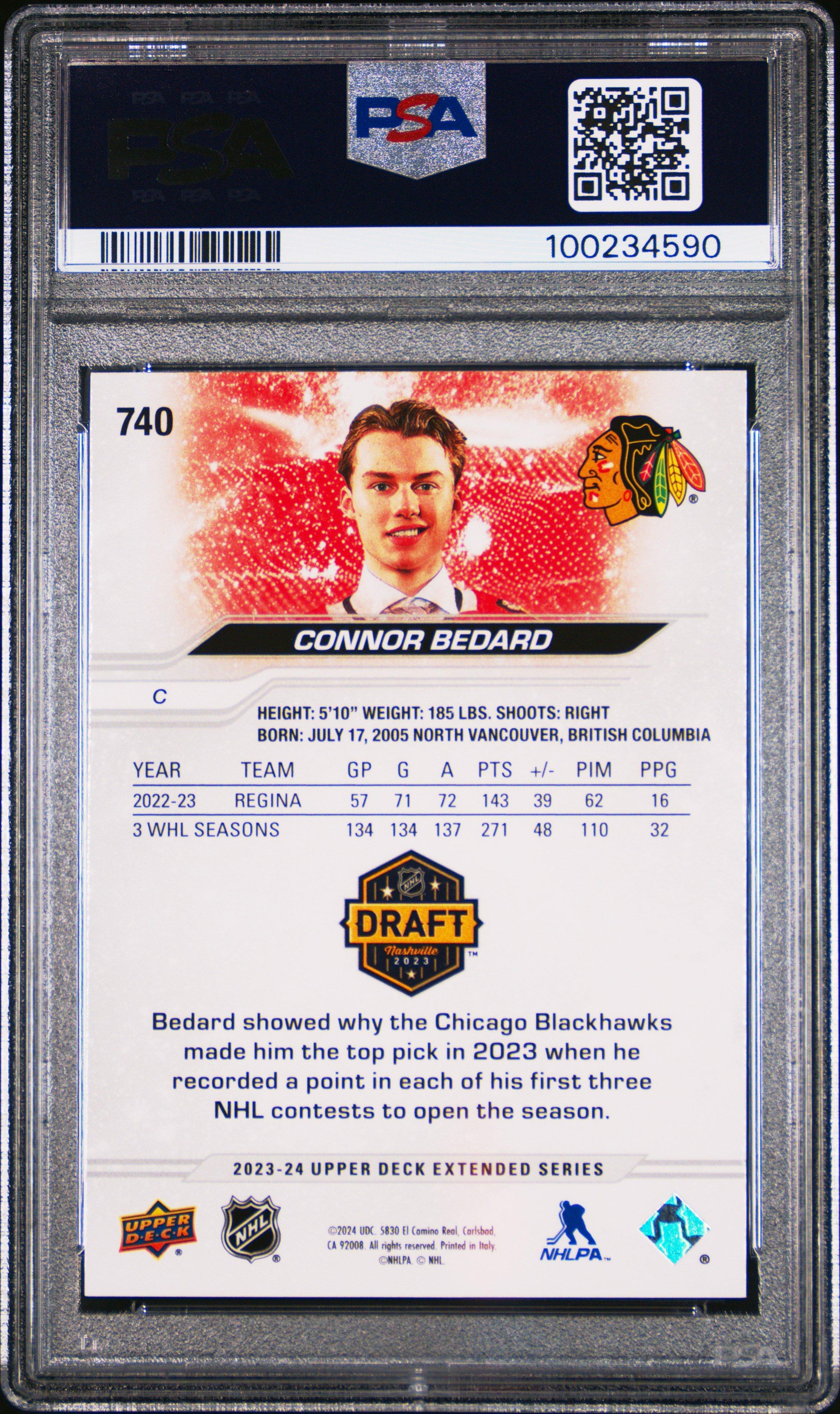 2023 Upper Deck Connor Bedard PSA